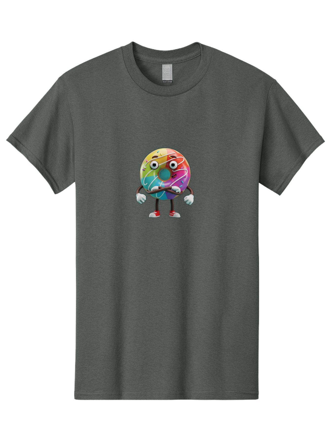Donut-Character-1 Men'S Graphic Tee, 100% Cotton, Comfortable Casual Summer Wear, Machine Washable, Colorful Donut, Sprinkles, Iced Donut, Cartoon Character, Quirky Expression, Playful Donut, Sweet Treat, Donut Character, Fun Design Baa501 9