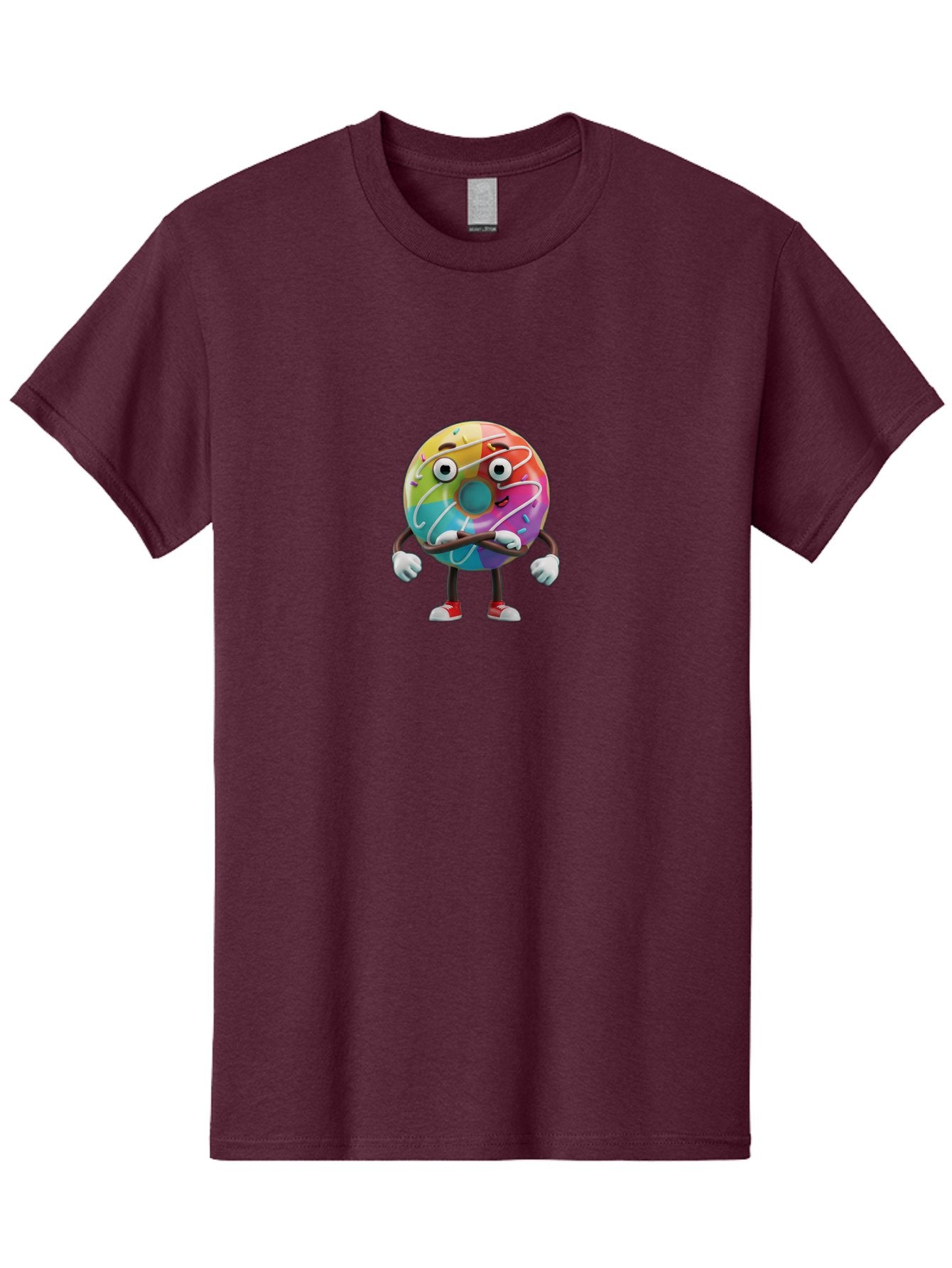 Donut-Character-1 Men'S Graphic Tee, 100% Cotton, Comfortable Casual Summer Wear, Machine Washable, Colorful Donut, Sprinkles, Iced Donut, Cartoon Character, Quirky Expression, Playful Donut, Sweet Treat, Donut Character, Fun Design Baa501 7