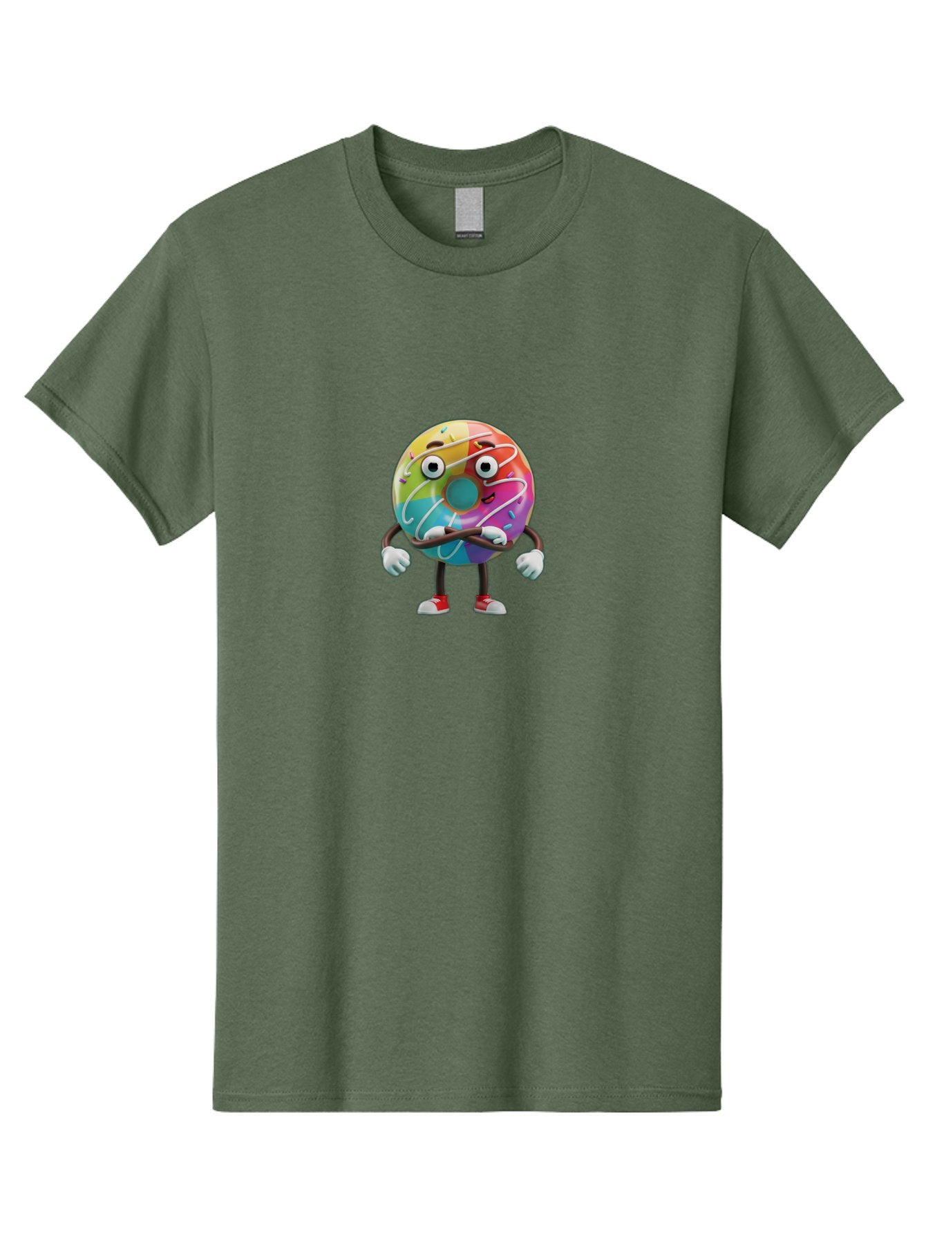Donut-Character-1 Men'S Graphic Tee, 100% Cotton, Comfortable Casual Summer Wear, Machine Washable, Colorful Donut, Sprinkles, Iced Donut, Cartoon Character, Quirky Expression, Playful Donut, Sweet Treat, Donut Character, Fun Design Baa501 6