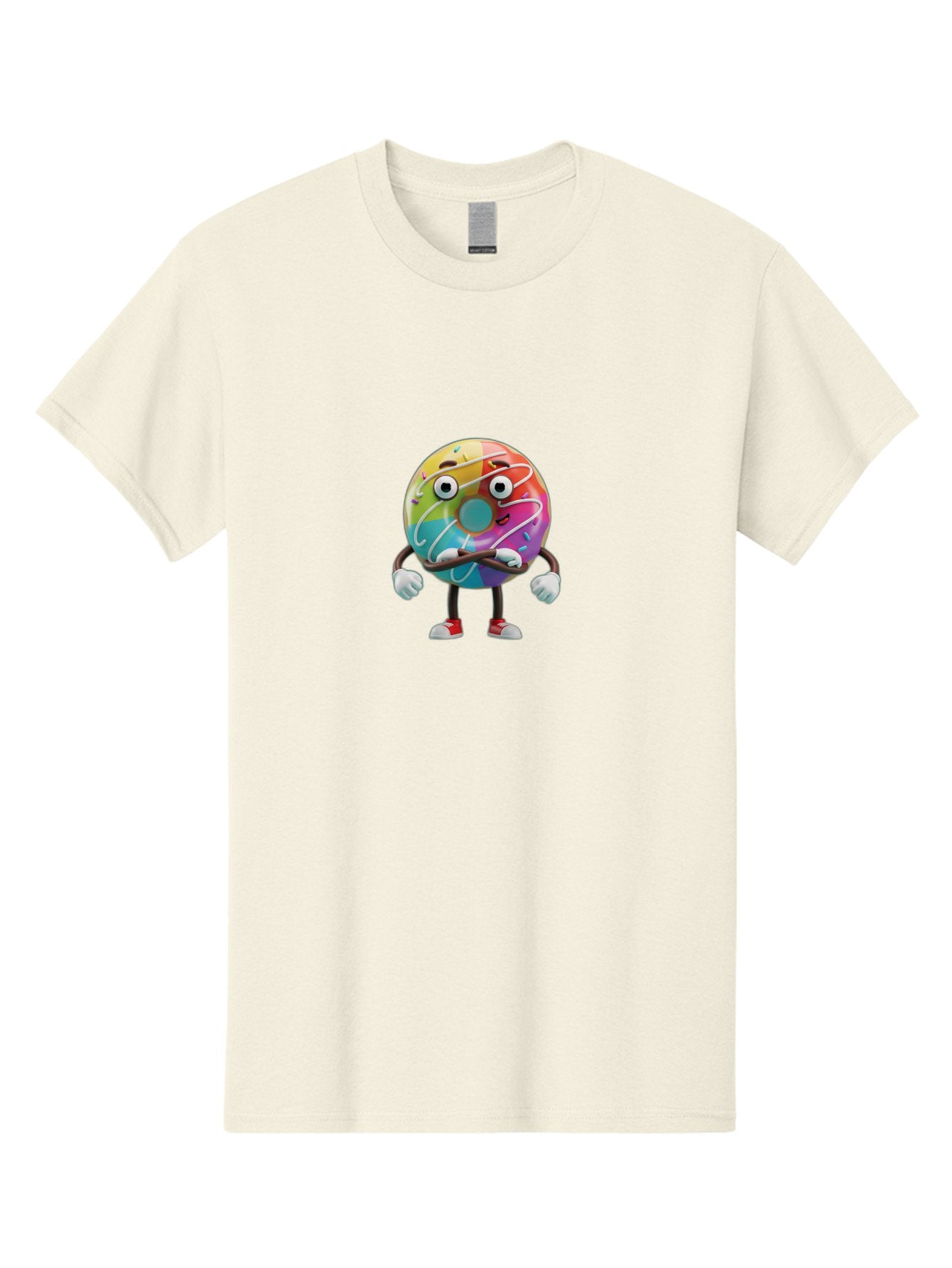 Donut-Character-1 Men'S Graphic Tee, 100% Cotton, Comfortable Casual Summer Wear, Machine Washable, Colorful Donut, Sprinkles, Iced Donut, Cartoon Character, Quirky Expression, Playful Donut, Sweet Treat, Donut Character, Fun Design Baa501 10