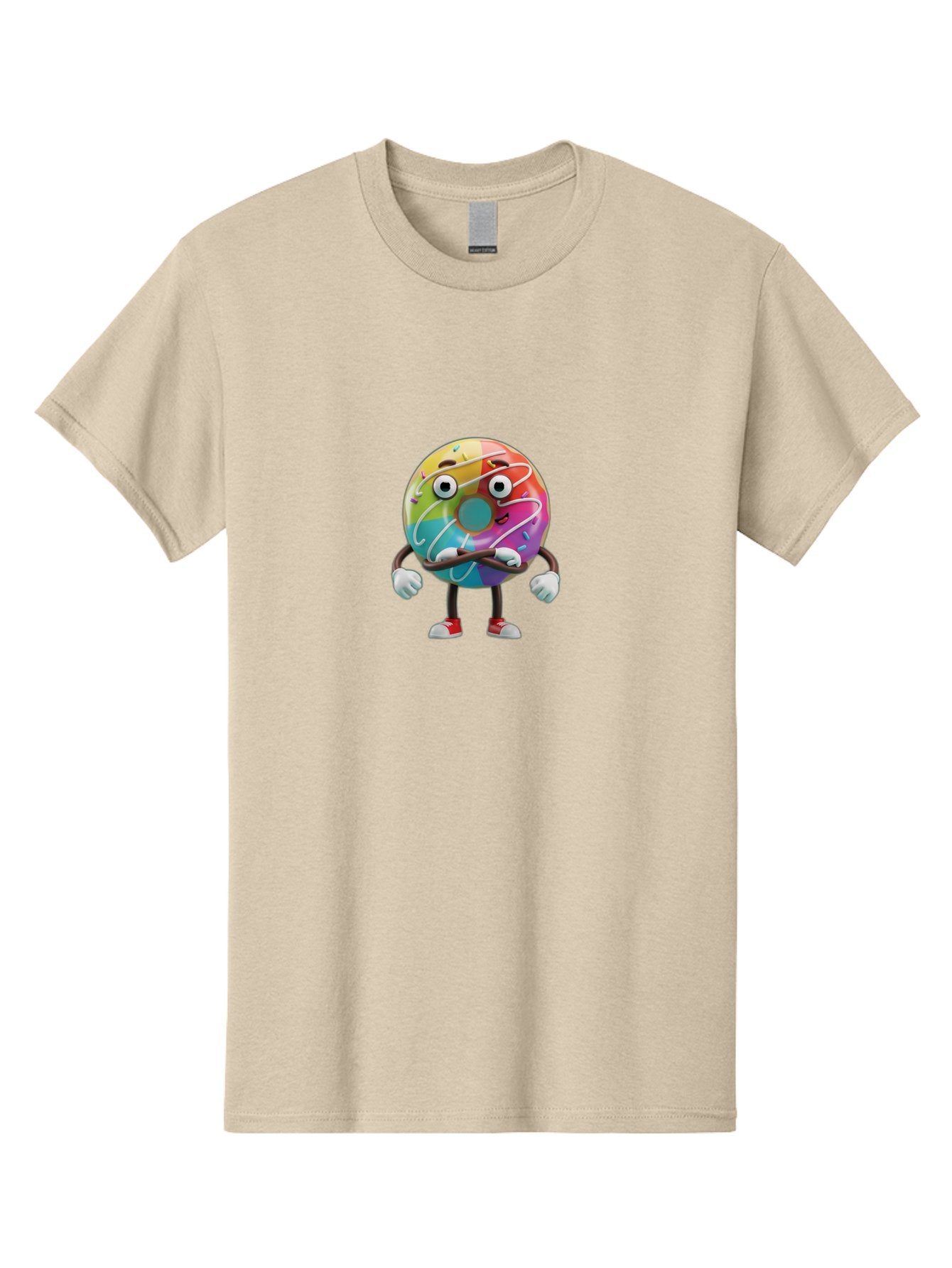Donut-Character-1 Men'S Graphic Tee, 100% Cotton, Comfortable Casual Summer Wear, Machine Washable, Colorful Donut, Sprinkles, Iced Donut, Cartoon Character, Quirky Expression, Playful Donut, Sweet Treat, Donut Character, Fun Design Baa501 14