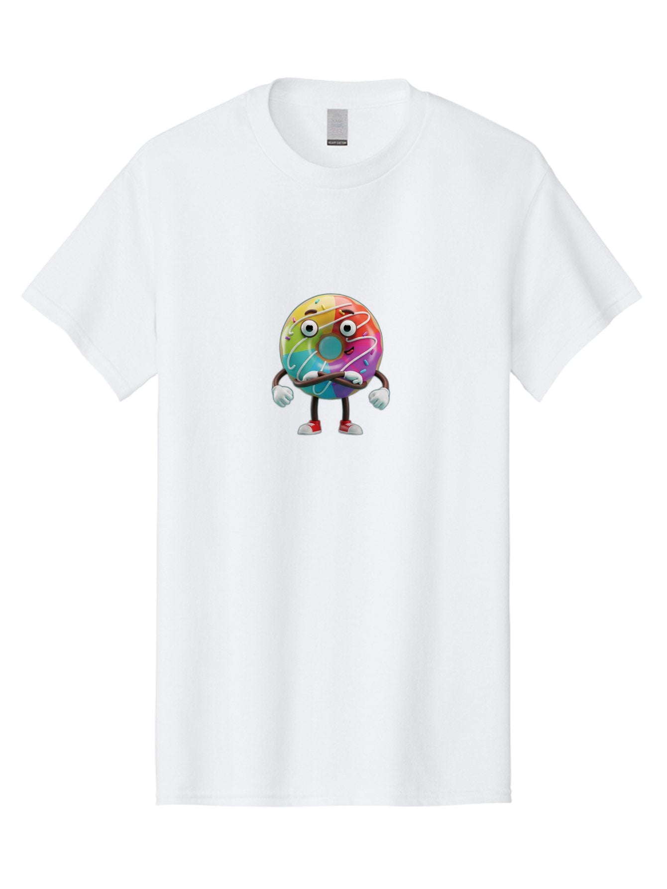 Donut-Character-1 Men'S Graphic Tee, 100% Cotton, Comfortable Casual Summer Wear, Machine Washable, Colorful Donut, Sprinkles, Iced Donut, Cartoon Character, Quirky Expression, Playful Donut, Sweet Treat, Donut Character, Fun Design Baa501 5