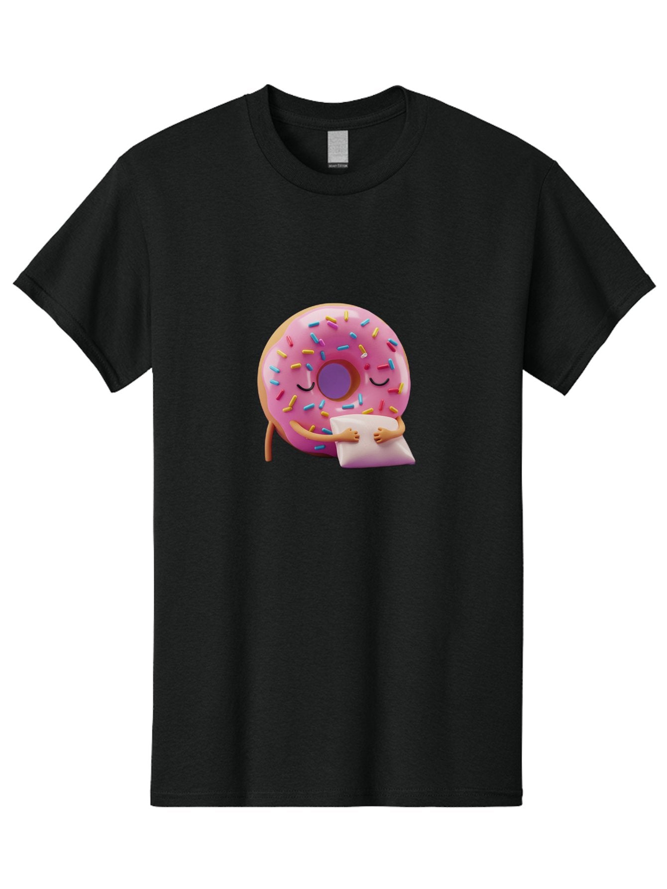Donut-Character Men'S Graphic Tee, 100% Cotton, Comfortable Casual Summer Wear, Machine Washable, Donut With Sprinkles, Sleeping Donut, Cute Cartoon Character, Pink Donut, Sweet Treat, Relaxing Donut, Donut With Arms, Dreamy Dessert, Baa502 11