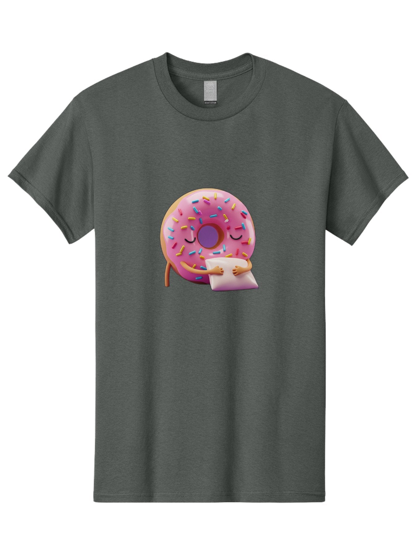 Donut-Character Men'S Graphic Tee, 100% Cotton, Comfortable Casual Summer Wear, Machine Washable, Donut With Sprinkles, Sleeping Donut, Cute Cartoon Character, Pink Donut, Sweet Treat, Relaxing Donut, Donut With Arms, Dreamy Dessert, Baa502 5