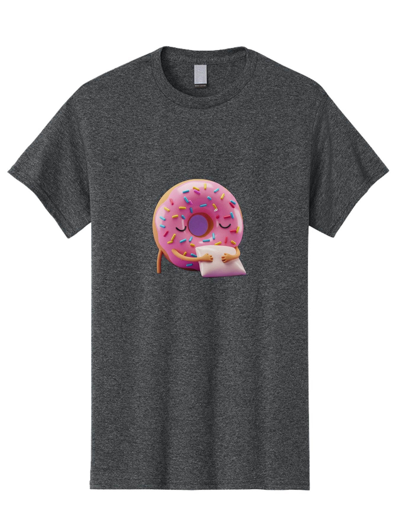 Donut-Character Men'S Graphic Tee, 100% Cotton, Comfortable Casual Summer Wear, Machine Washable, Donut With Sprinkles, Sleeping Donut, Cute Cartoon Character, Pink Donut, Sweet Treat, Relaxing Donut, Donut With Arms, Dreamy Dessert, Baa502 13