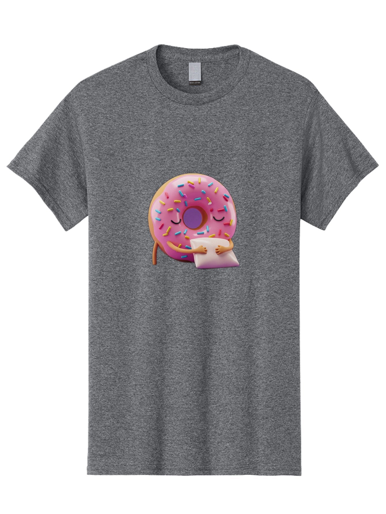 Donut-Character Men'S Graphic Tee, 100% Cotton, Comfortable Casual Summer Wear, Machine Washable, Donut With Sprinkles, Sleeping Donut, Cute Cartoon Character, Pink Donut, Sweet Treat, Relaxing Donut, Donut With Arms, Dreamy Dessert, Baa502 6