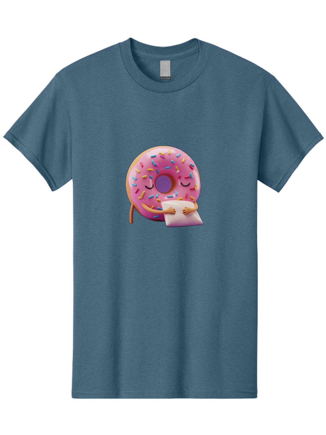Donut-Character Men'S Graphic Tee, 100% Cotton, Comfortable Casual Summer Wear, Machine Washable, Donut With Sprinkles, Sleeping Donut, Cute Cartoon Character, Pink Donut, Sweet Treat, Relaxing Donut, Donut With Arms, Dreamy Dessert, Baa502 12