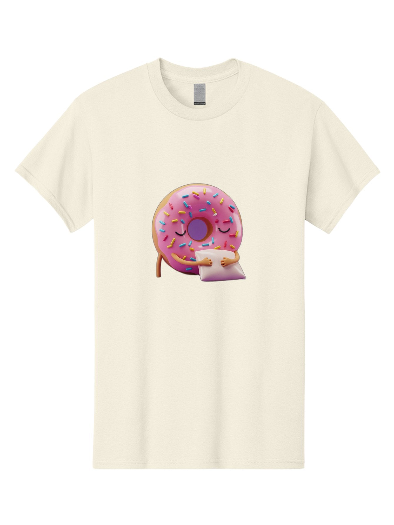 Donut-Character Men'S Graphic Tee, 100% Cotton, Comfortable Casual Summer Wear, Machine Washable, Donut With Sprinkles, Sleeping Donut, Cute Cartoon Character, Pink Donut, Sweet Treat, Relaxing Donut, Donut With Arms, Dreamy Dessert, Baa502 9