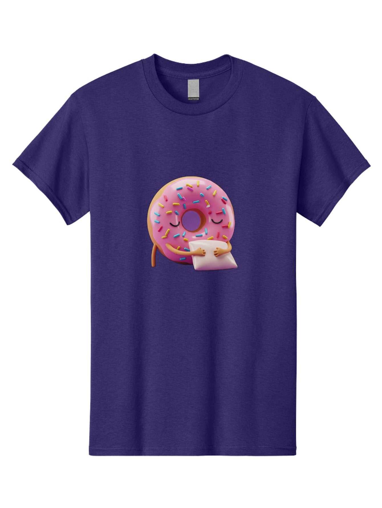 Donut-Character Men'S Graphic Tee, 100% Cotton, Comfortable Casual Summer Wear, Machine Washable, Donut With Sprinkles, Sleeping Donut, Cute Cartoon Character, Pink Donut, Sweet Treat, Relaxing Donut, Donut With Arms, Dreamy Dessert, Baa502 7