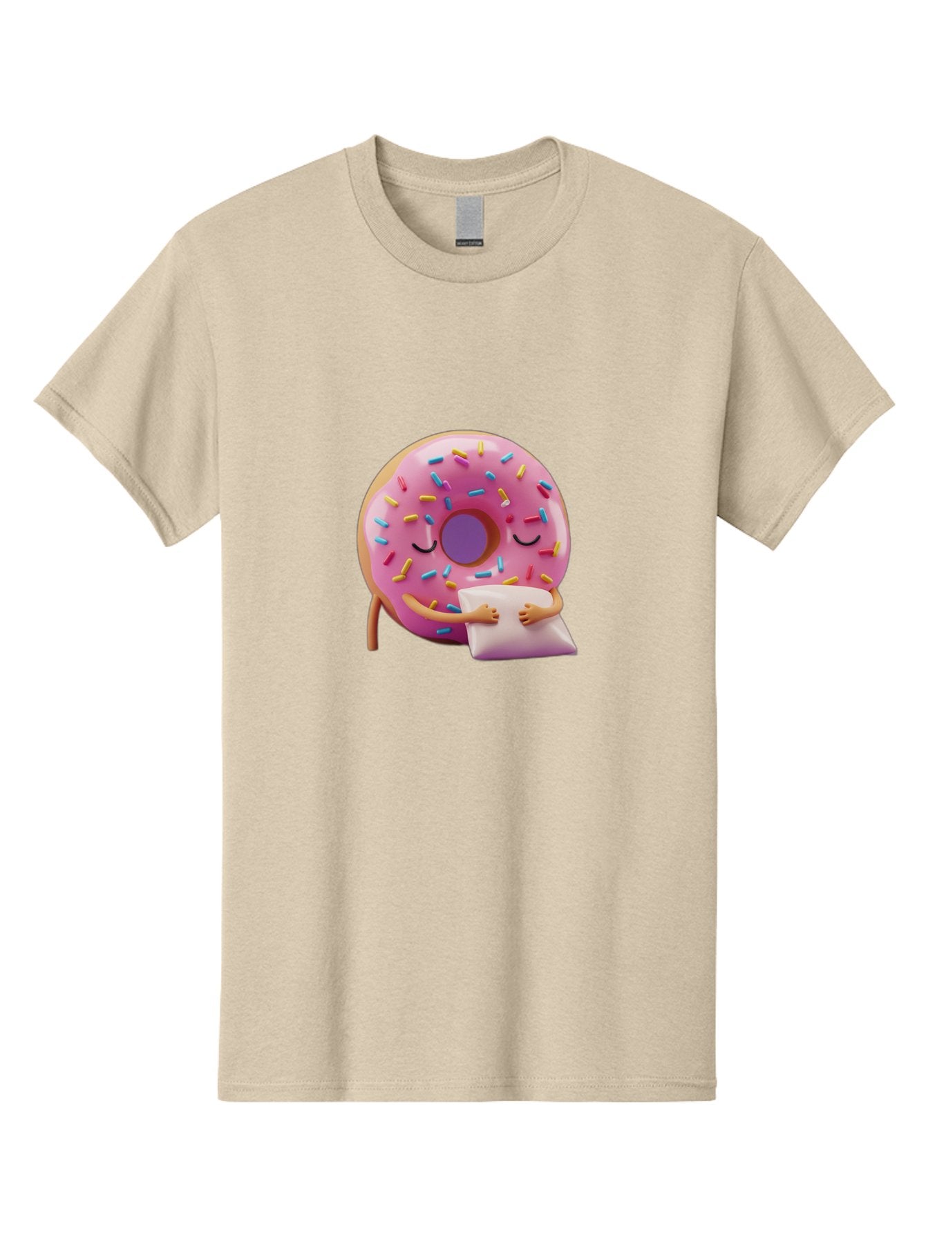 Donut-Character Men'S Graphic Tee, 100% Cotton, Comfortable Casual Summer Wear, Machine Washable, Donut With Sprinkles, Sleeping Donut, Cute Cartoon Character, Pink Donut, Sweet Treat, Relaxing Donut, Donut With Arms, Dreamy Dessert, Baa502 10