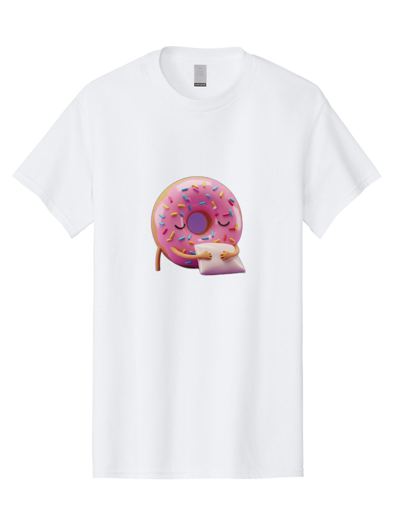 Donut-Character Men'S Graphic Tee, 100% Cotton, Comfortable Casual Summer Wear, Machine Washable, Donut With Sprinkles, Sleeping Donut, Cute Cartoon Character, Pink Donut, Sweet Treat, Relaxing Donut, Donut With Arms, Dreamy Dessert, Baa502 15
