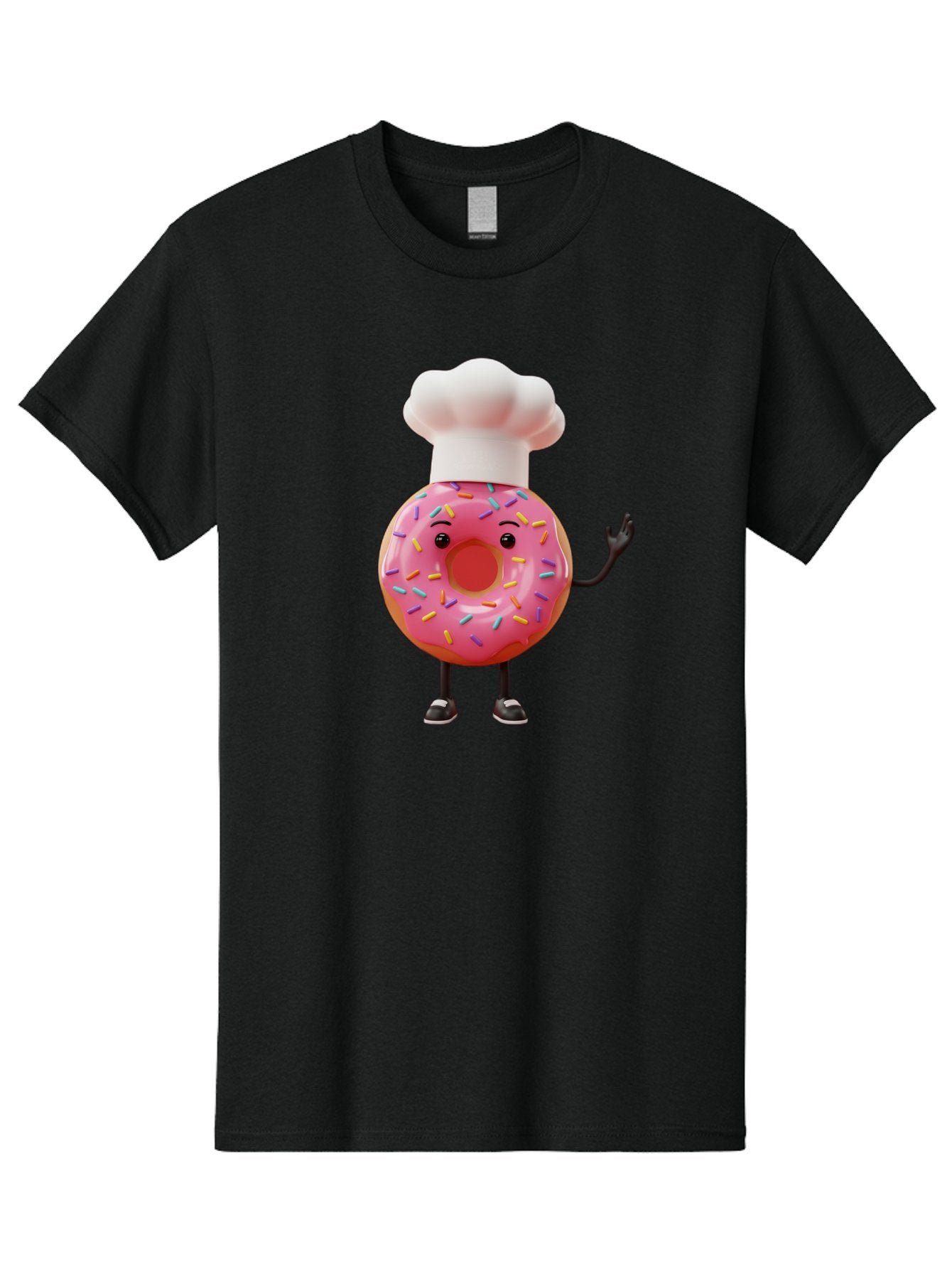 Donut-Chef Men'S Graphic Tee, 100% Cotton, Comfortable Casual Summer Wear, Machine Washable, Pink Donut With Sprinkles, Chef Hat, Cartoon Character, Sweet Treat, Bakery Illustration, 3D Rendering, Colorful Pastel, Playful Design, Baa503 3