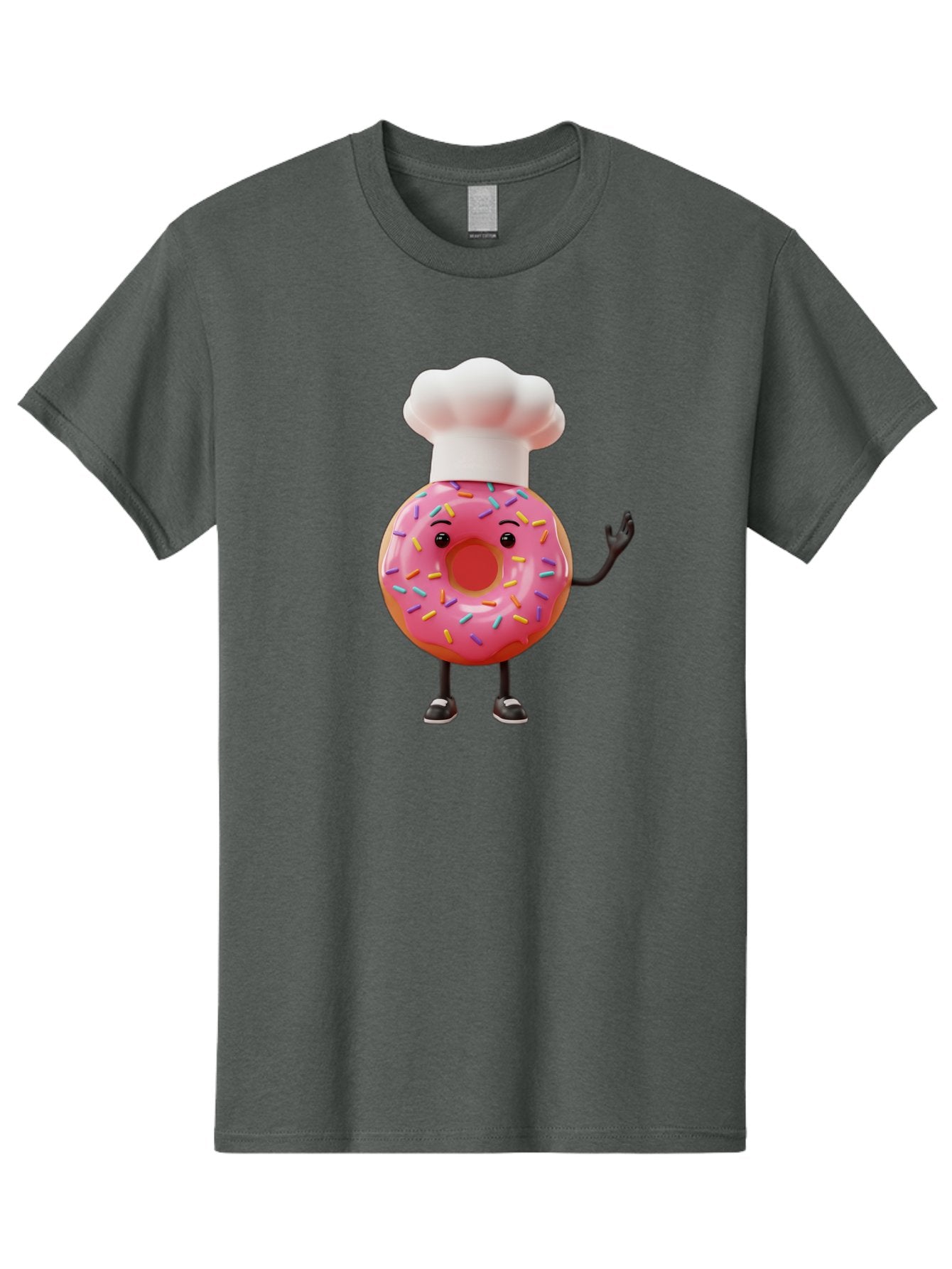 Donut-Chef Men'S Graphic Tee, 100% Cotton, Comfortable Casual Summer Wear, Machine Washable, Pink Donut With Sprinkles, Chef Hat, Cartoon Character, Sweet Treat, Bakery Illustration, 3D Rendering, Colorful Pastel, Playful Design, Baa503 5