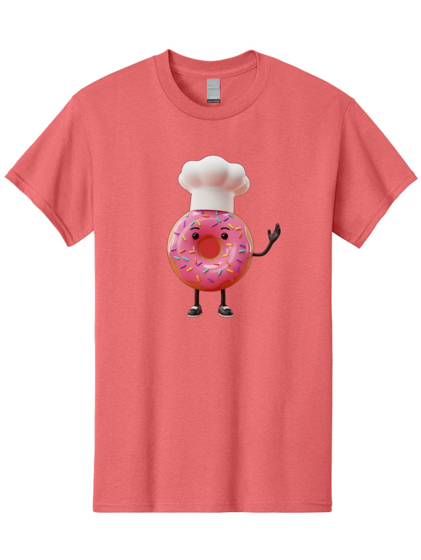 Donut-Chef Men'S Graphic Tee, 100% Cotton, Comfortable Casual Summer Wear, Machine Washable, Pink Donut With Sprinkles, Chef Hat, Cartoon Character, Sweet Treat, Bakery Illustration, 3D Rendering, Colorful Pastel, Playful Design, Baa503 13