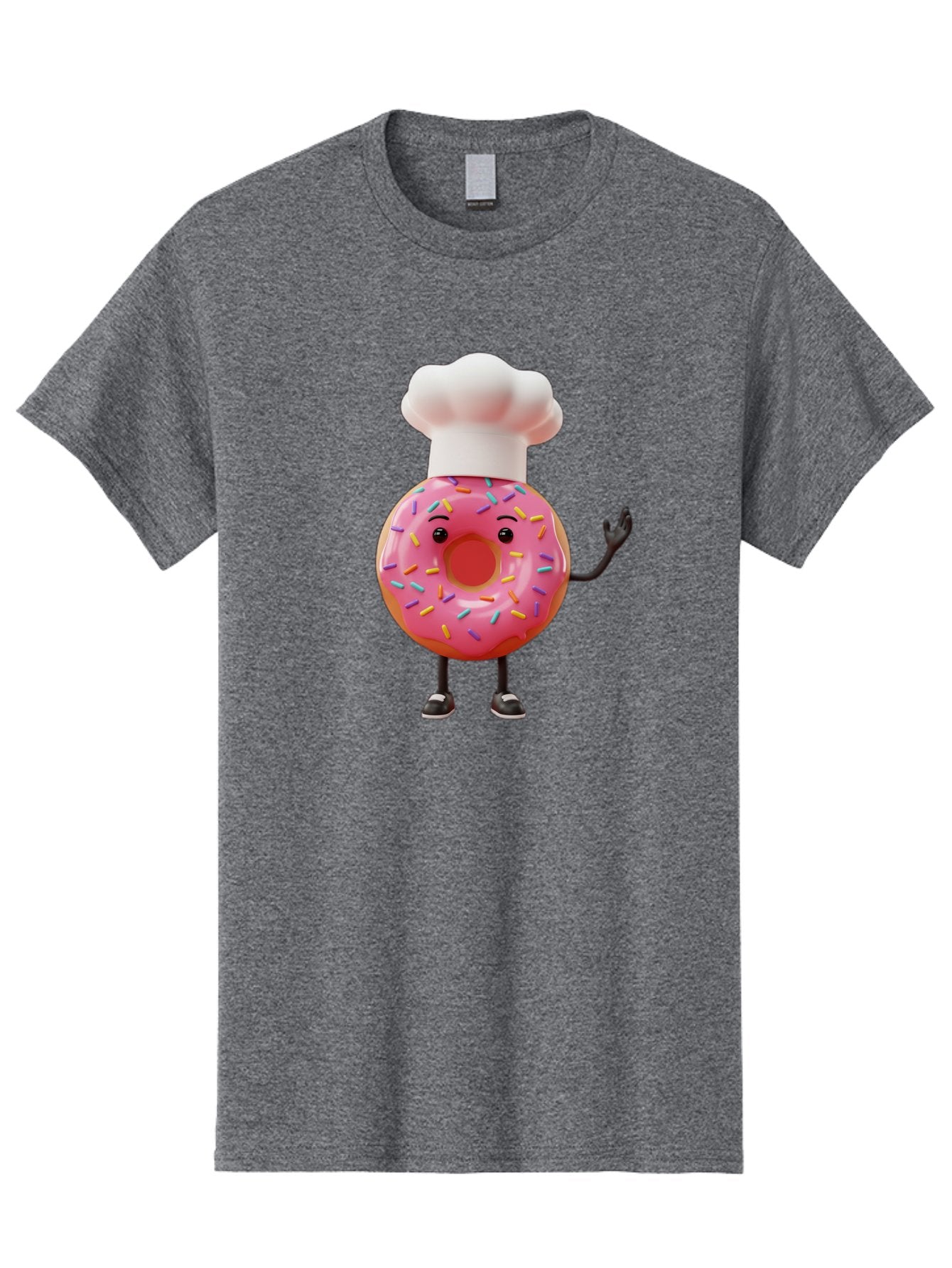 Donut-Chef Men'S Graphic Tee, 100% Cotton, Comfortable Casual Summer Wear, Machine Washable, Pink Donut With Sprinkles, Chef Hat, Cartoon Character, Sweet Treat, Bakery Illustration, 3D Rendering, Colorful Pastel, Playful Design, Baa503