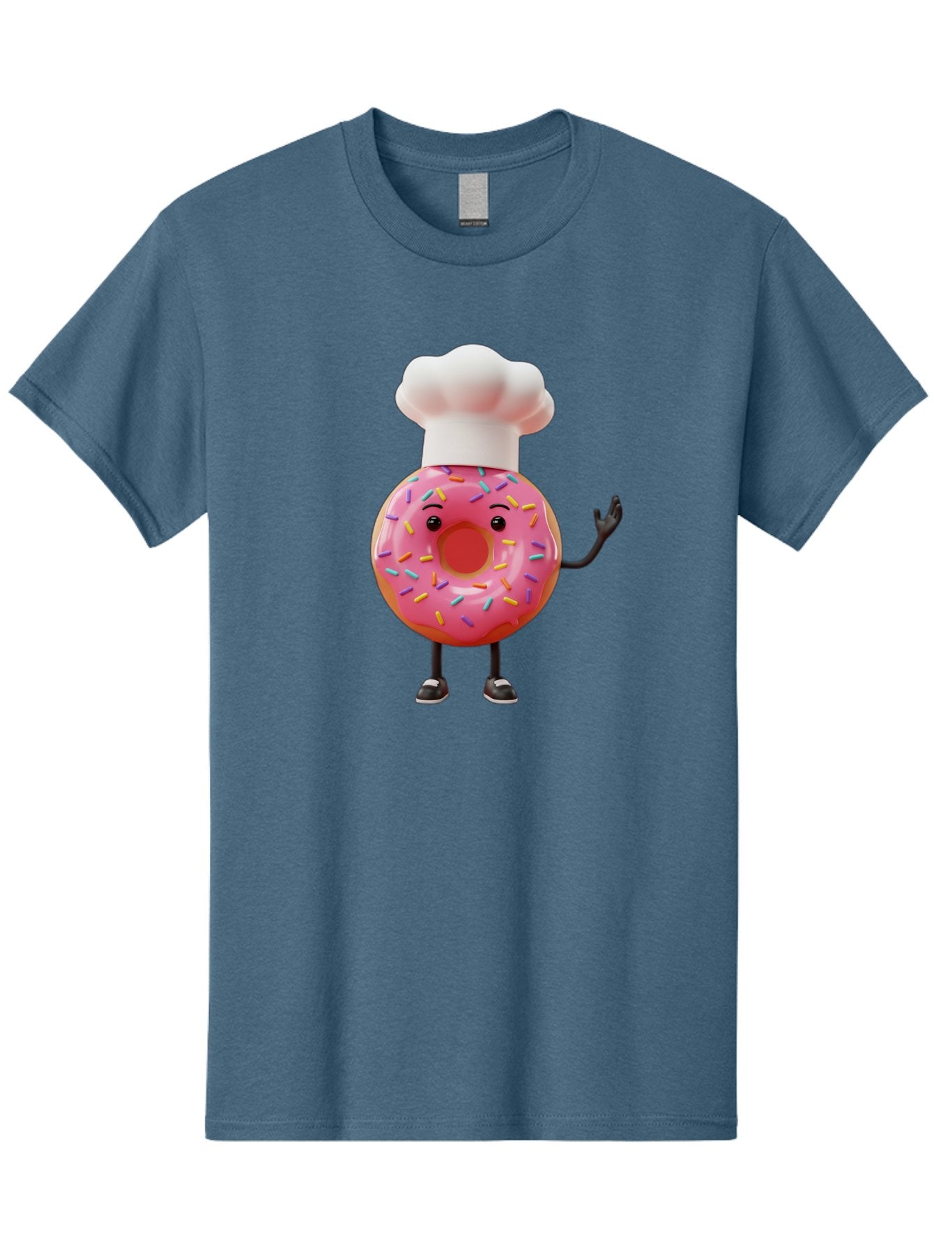 Donut-Chef Men'S Graphic Tee, 100% Cotton, Comfortable Casual Summer Wear, Machine Washable, Pink Donut With Sprinkles, Chef Hat, Cartoon Character, Sweet Treat, Bakery Illustration, 3D Rendering, Colorful Pastel, Playful Design, Baa503 7