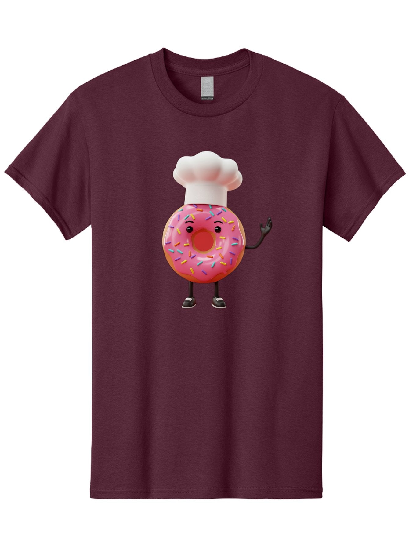 Donut-Chef Men'S Graphic Tee, 100% Cotton, Comfortable Casual Summer Wear, Machine Washable, Pink Donut With Sprinkles, Chef Hat, Cartoon Character, Sweet Treat, Bakery Illustration, 3D Rendering, Colorful Pastel, Playful Design, Baa503 11