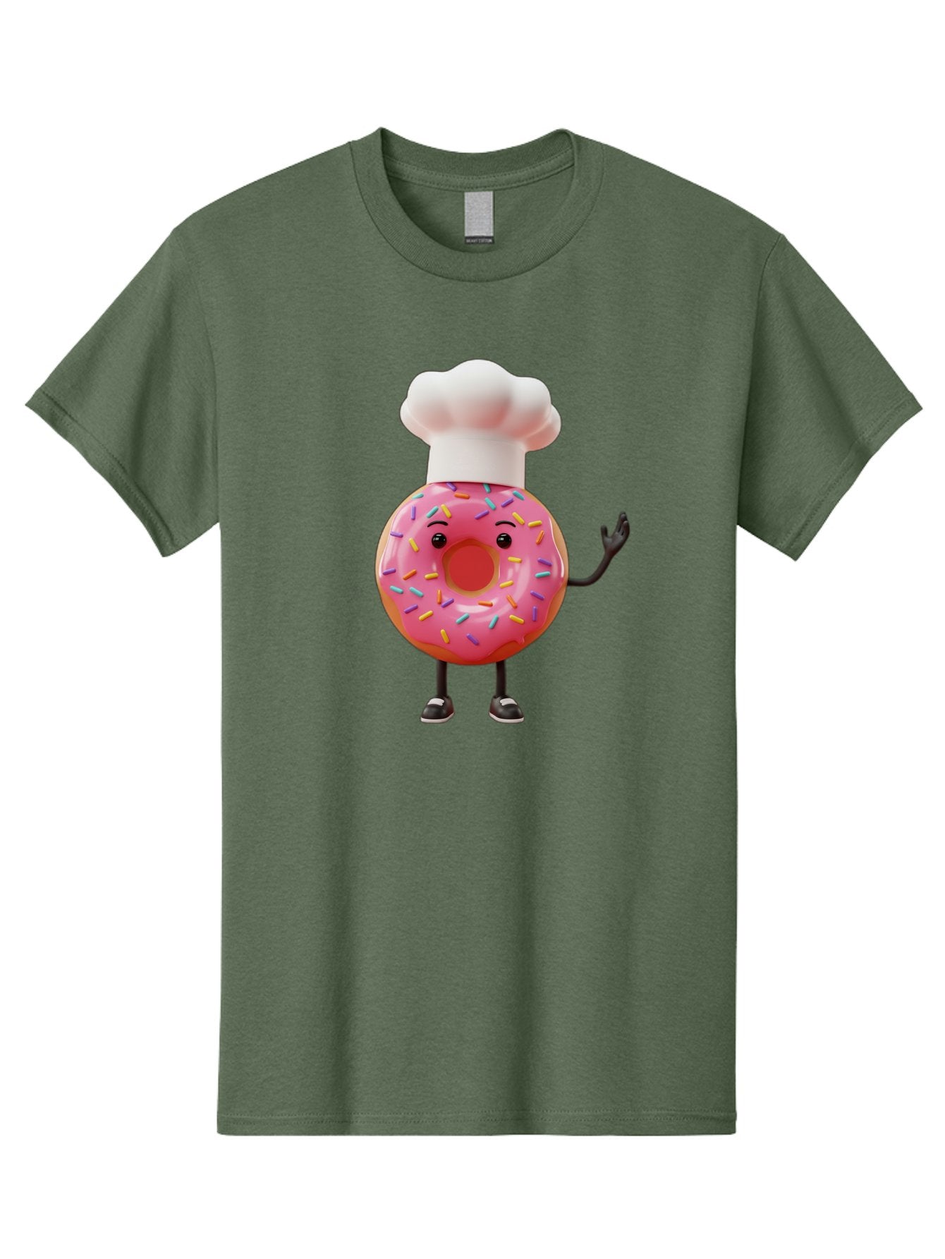 Donut-Chef Men'S Graphic Tee, 100% Cotton, Comfortable Casual Summer Wear, Machine Washable, Pink Donut With Sprinkles, Chef Hat, Cartoon Character, Sweet Treat, Bakery Illustration, 3D Rendering, Colorful Pastel, Playful Design, Baa503 9