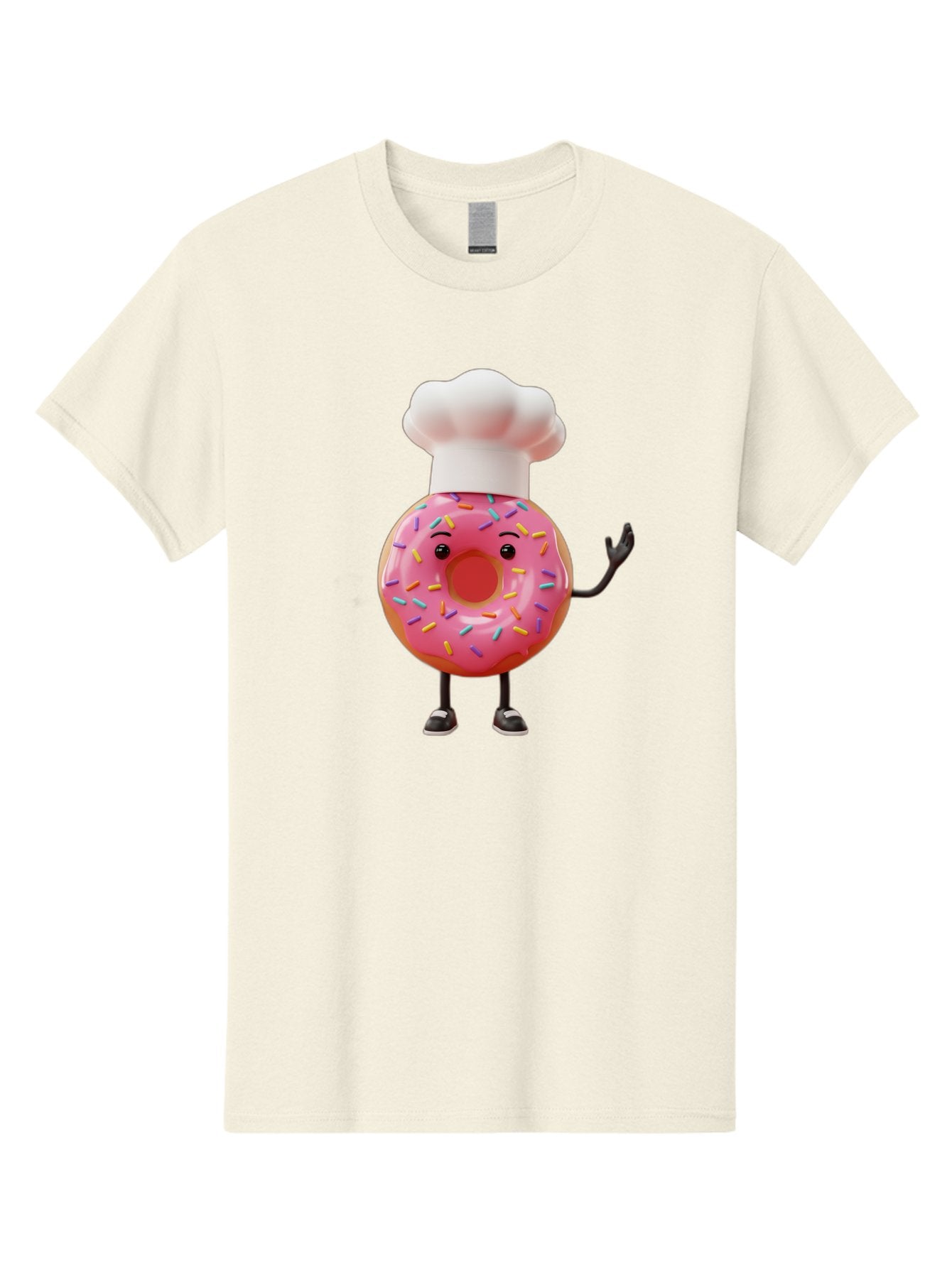 Donut-Chef Men'S Graphic Tee, 100% Cotton, Comfortable Casual Summer Wear, Machine Washable, Pink Donut With Sprinkles, Chef Hat, Cartoon Character, Sweet Treat, Bakery Illustration, 3D Rendering, Colorful Pastel, Playful Design, Baa503 8