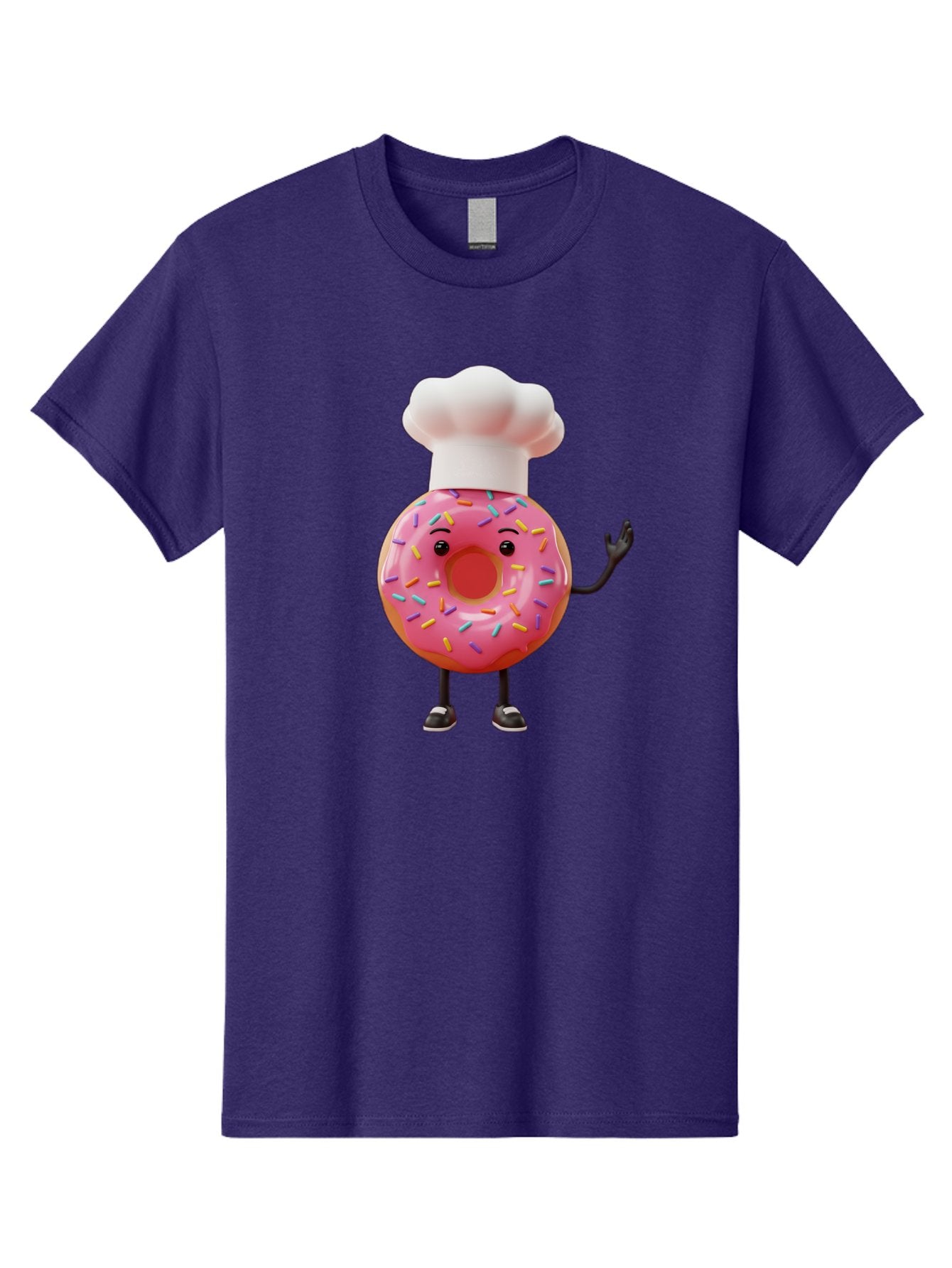 Donut-Chef Men'S Graphic Tee, 100% Cotton, Comfortable Casual Summer Wear, Machine Washable, Pink Donut With Sprinkles, Chef Hat, Cartoon Character, Sweet Treat, Bakery Illustration, 3D Rendering, Colorful Pastel, Playful Design, Baa503 12