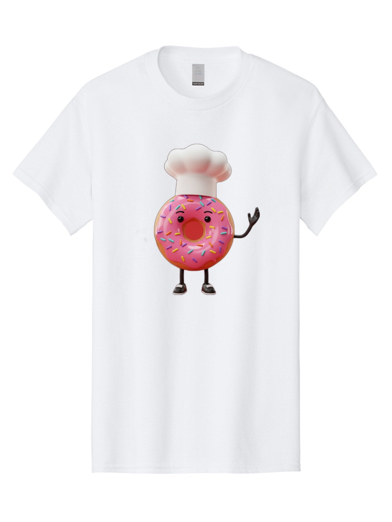 Donut-Chef Men'S Graphic Tee, 100% Cotton, Comfortable Casual Summer Wear, Machine Washable, Pink Donut With Sprinkles, Chef Hat, Cartoon Character, Sweet Treat, Bakery Illustration, 3D Rendering, Colorful Pastel, Playful Design, Baa503
