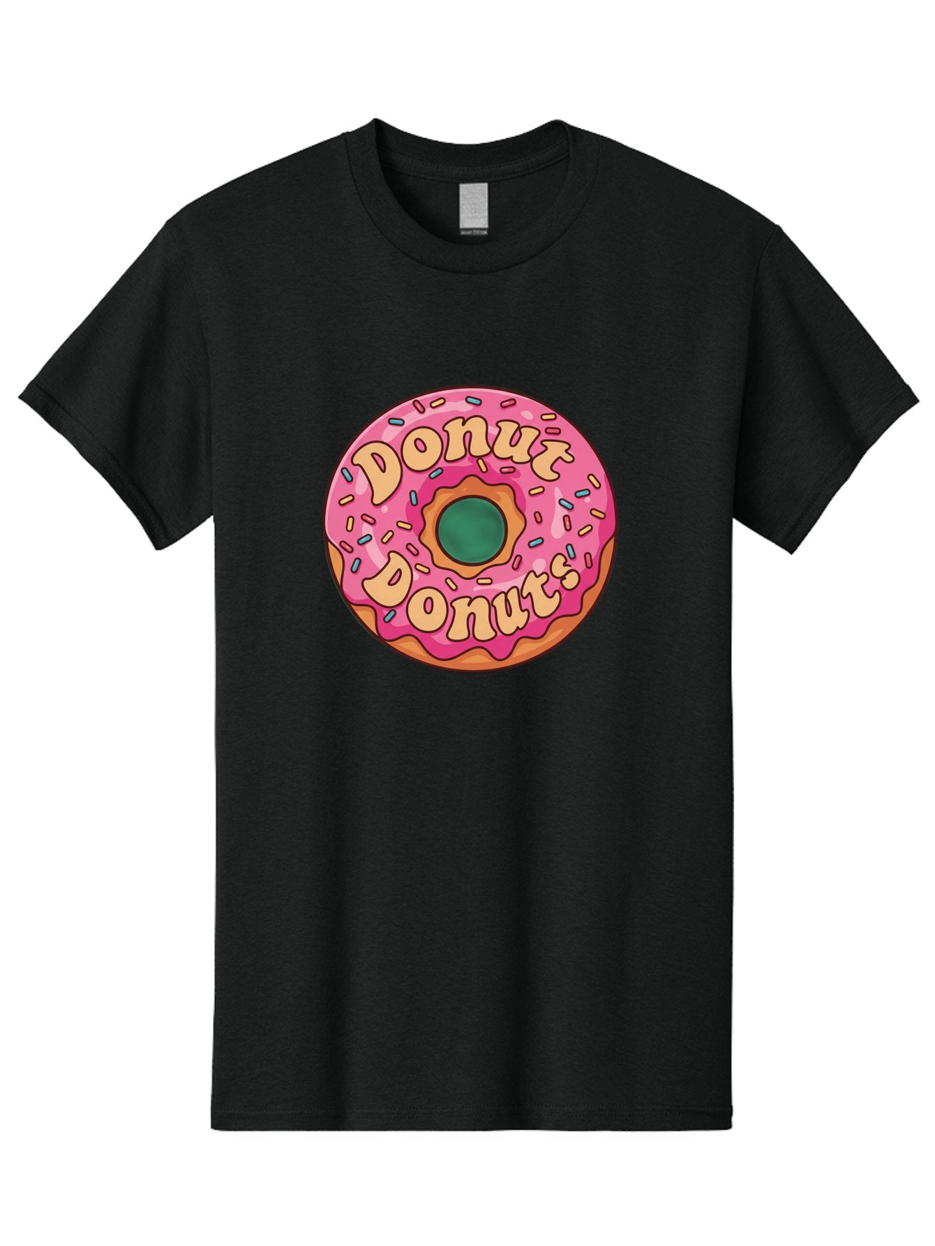 Donut-Donuts Men'S Graphic Tee, 100% Cotton, Comfortable Casual Summer Wear, Machine Washable, Pink Frosted Donut, Donut Shop, Sweet Treats, Baked Goods, Colorful Sprinkles, Tasty Pastry, Donut Lovers, Dessert Delight, Tasty Donut Baa505