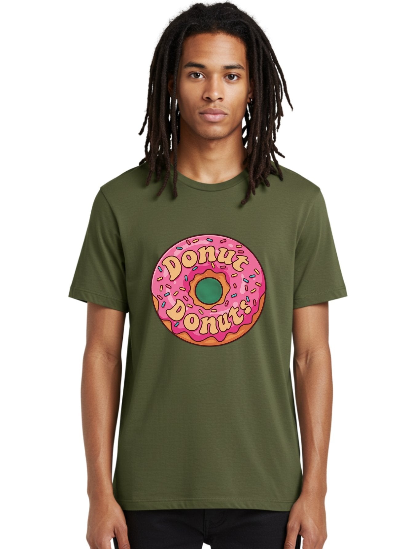 Donut-Donuts Men'S Graphic Tee, 100% Cotton, Comfortable Casual Summer Wear, Machine Washable, Pink Frosted Donut, Donut Shop, Sweet Treats, Baked Goods, Colorful Sprinkles, Tasty Pastry, Donut Lovers, Dessert Delight, Tasty Donut Baa505 18