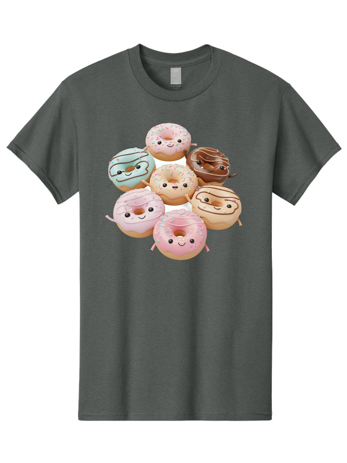Donut-Friends Men'S Graphic Tee, 100% Cotton, Comfortable Casual Summer Wear, Machine Washable, Donuts With Faces, Adorable Donuts, Cartoon Donuts, Anthropomorphic Donuts, Plush Donuts, Donut Soft Toys, Colorful Donuts, Chocolate Donuts, Baa507 14