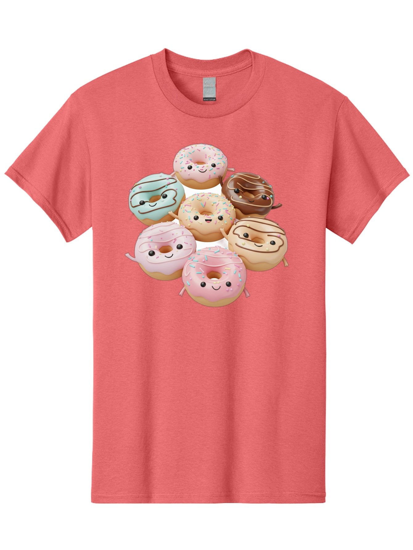 Donut-Friends Men'S Graphic Tee, 100% Cotton, Comfortable Casual Summer Wear, Machine Washable, Donuts With Faces, Adorable Donuts, Cartoon Donuts, Anthropomorphic Donuts, Plush Donuts, Donut Soft Toys, Colorful Donuts, Chocolate Donuts, Baa507 7