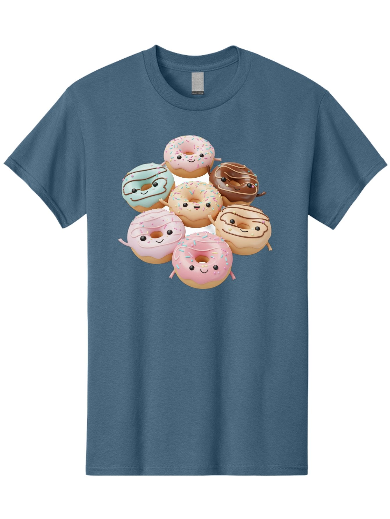 Donut-Friends Men'S Graphic Tee, 100% Cotton, Comfortable Casual Summer Wear, Machine Washable, Donuts With Faces, Adorable Donuts, Cartoon Donuts, Anthropomorphic Donuts, Plush Donuts, Donut Soft Toys, Colorful Donuts, Chocolate Donuts, Baa507 3