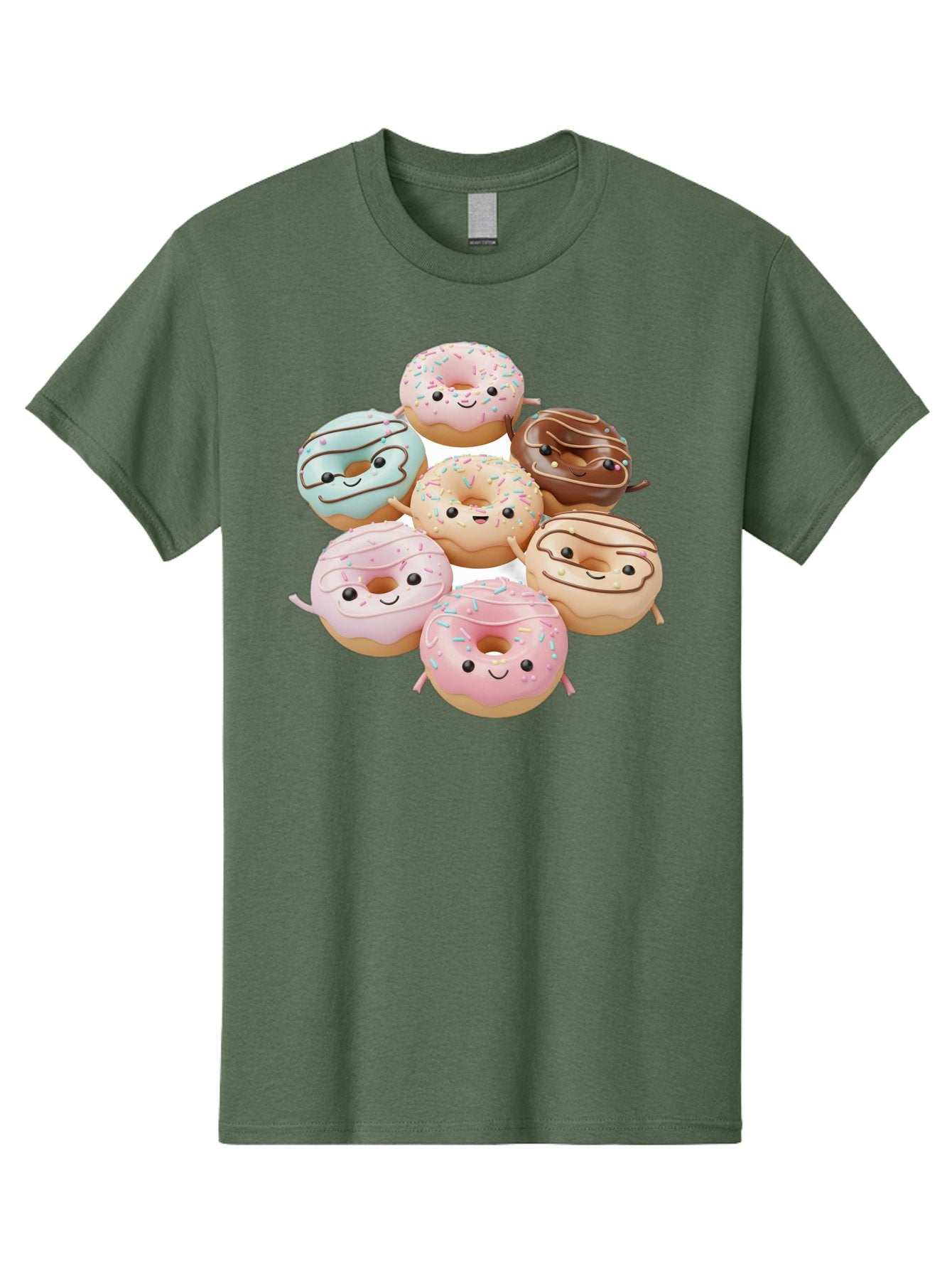 Donut-Friends Men'S Graphic Tee, 100% Cotton, Comfortable Casual Summer Wear, Machine Washable, Donuts With Faces, Adorable Donuts, Cartoon Donuts, Anthropomorphic Donuts, Plush Donuts, Donut Soft Toys, Colorful Donuts, Chocolate Donuts, Baa507 8