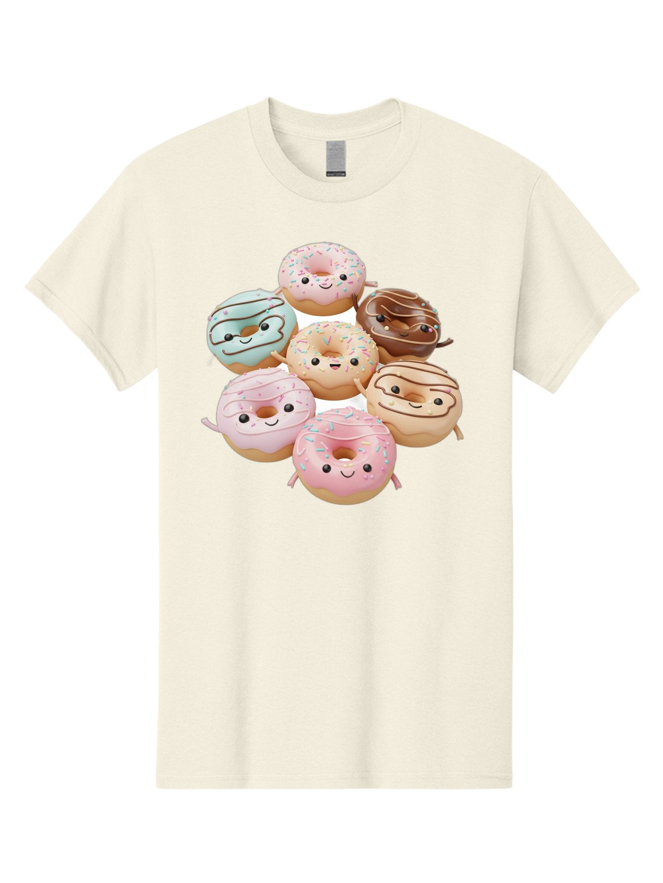 Donut-Friends Men'S Graphic Tee, 100% Cotton, Comfortable Casual Summer Wear, Machine Washable, Donuts With Faces, Adorable Donuts, Cartoon Donuts, Anthropomorphic Donuts, Plush Donuts, Donut Soft Toys, Colorful Donuts, Chocolate Donuts, Baa507