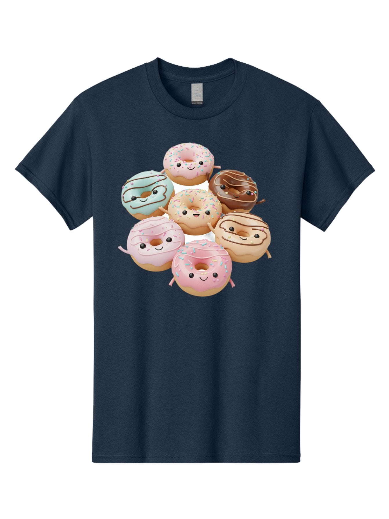 Donut-Friends Men'S Graphic Tee, 100% Cotton, Comfortable Casual Summer Wear, Machine Washable, Donuts With Faces, Adorable Donuts, Cartoon Donuts, Anthropomorphic Donuts, Plush Donuts, Donut Soft Toys, Colorful Donuts, Chocolate Donuts, Baa507 13
