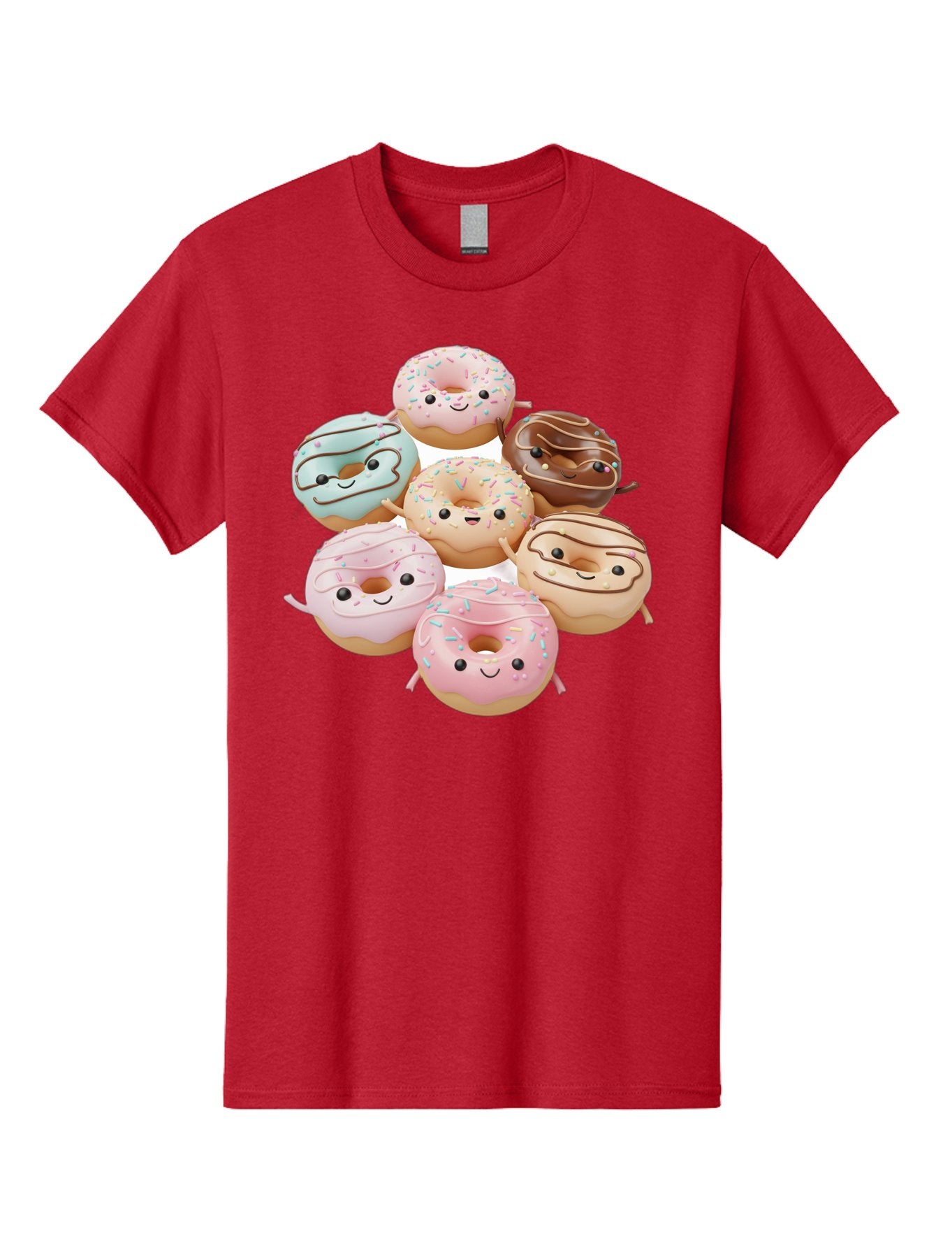 Donut-Friends Men'S Graphic Tee, 100% Cotton, Comfortable Casual Summer Wear, Machine Washable, Donuts With Faces, Adorable Donuts, Cartoon Donuts, Anthropomorphic Donuts, Plush Donuts, Donut Soft Toys, Colorful Donuts, Chocolate Donuts, Baa507 15