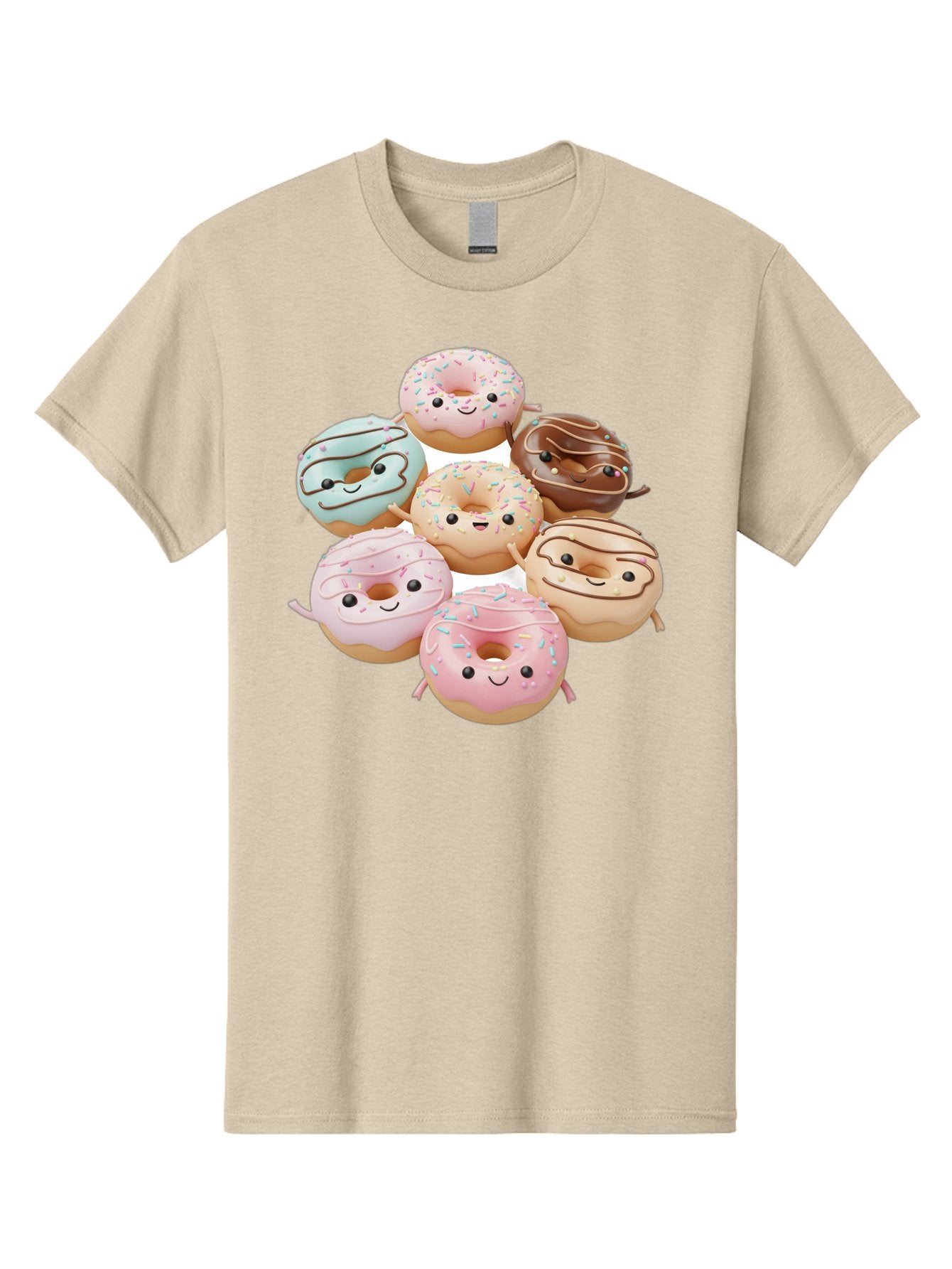 Donut-Friends Men'S Graphic Tee, 100% Cotton, Comfortable Casual Summer Wear, Machine Washable, Donuts With Faces, Adorable Donuts, Cartoon Donuts, Anthropomorphic Donuts, Plush Donuts, Donut Soft Toys, Colorful Donuts, Chocolate Donuts, Baa507 11