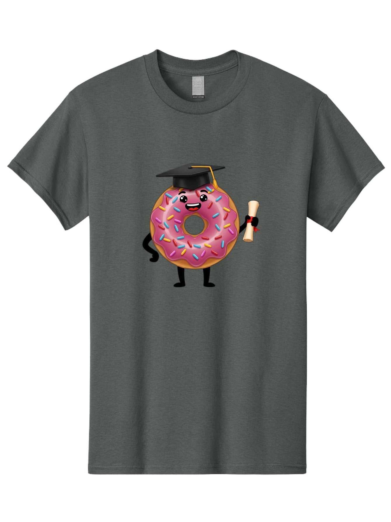 Donut-Graduate Men'S Graphic Tee, 100% Cotton, Comfortable Casual Summer Wear, Machine Washable, Pink Donut With Sprinkles, Graduation Cap, Diploma, Cartoon Character, Sweet Success, Graduation Day, Fun Illustration, Happy Graduate, Baa508 12