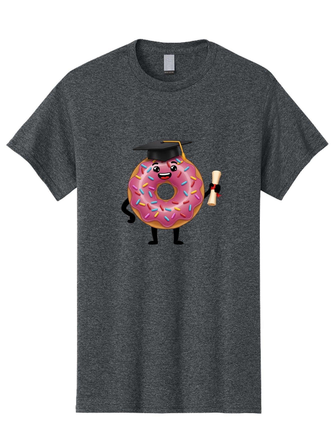 Donut-Graduate Men'S Graphic Tee, 100% Cotton, Comfortable Casual Summer Wear, Machine Washable, Pink Donut With Sprinkles, Graduation Cap, Diploma, Cartoon Character, Sweet Success, Graduation Day, Fun Illustration, Happy Graduate, Baa508 7