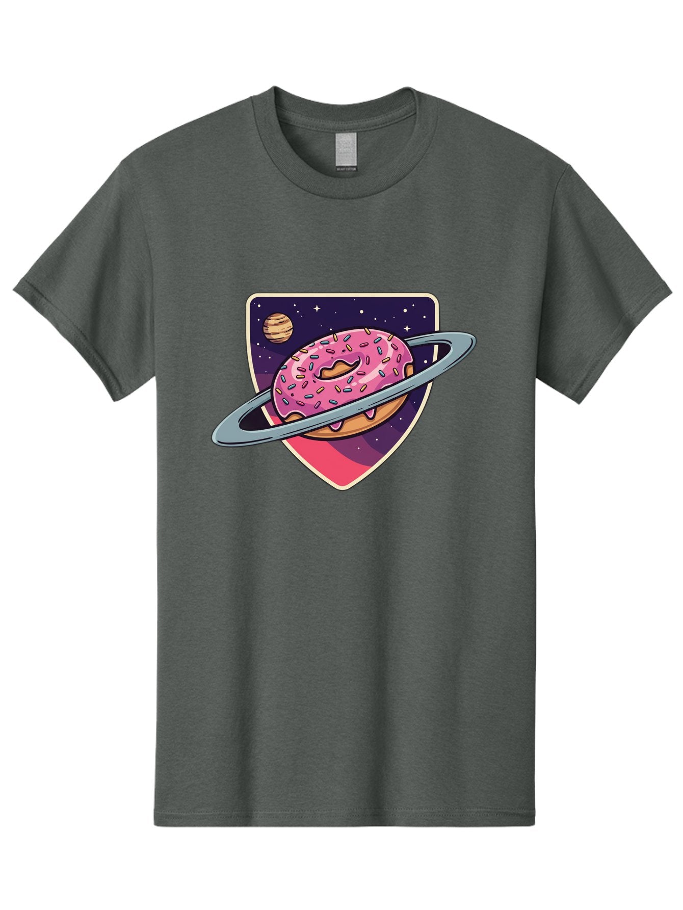 Donut-Planet Men'S Graphic Tee, 100% Cotton, Comfortable Casual Summer Wear, Machine Washable, Donut Saturn, Pink Frosted Donut, Sprinkles, Ringed Donut, Planet, Stars, Purple Shield, Whimsical, Fantastical, Surreal, Dessert Art, Sweet Treats, Baa510 7