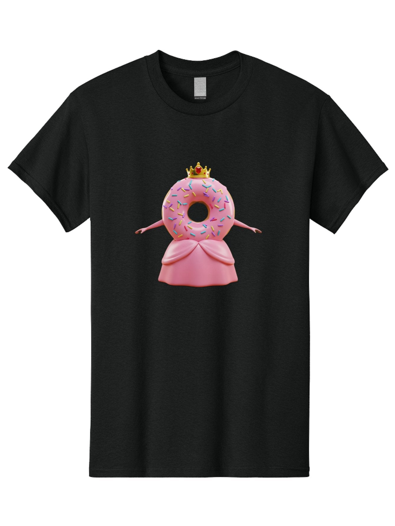 Donut-Princess Men'S Graphic Tee, 100% Cotton, Comfortable Casual Summer Wear, Machine Washable, Pink Donut With Sprinkles, Royal Crown, Princess Dress, Sweet Treat, Whimsical Character, Cartoon Style, Pastel Colors, Cute Illustration, Baa511 11