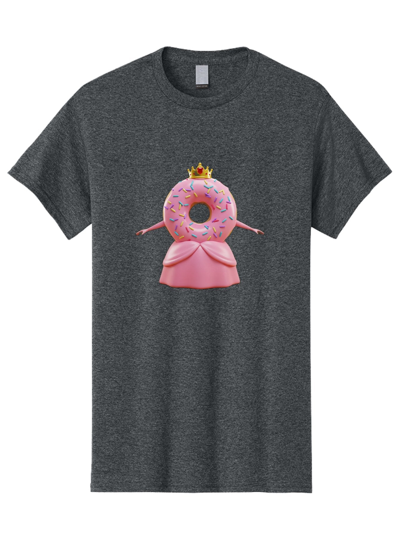 Donut-Princess Men'S Graphic Tee, 100% Cotton, Comfortable Casual Summer Wear, Machine Washable, Pink Donut With Sprinkles, Royal Crown, Princess Dress, Sweet Treat, Whimsical Character, Cartoon Style, Pastel Colors, Cute Illustration, Baa511 7