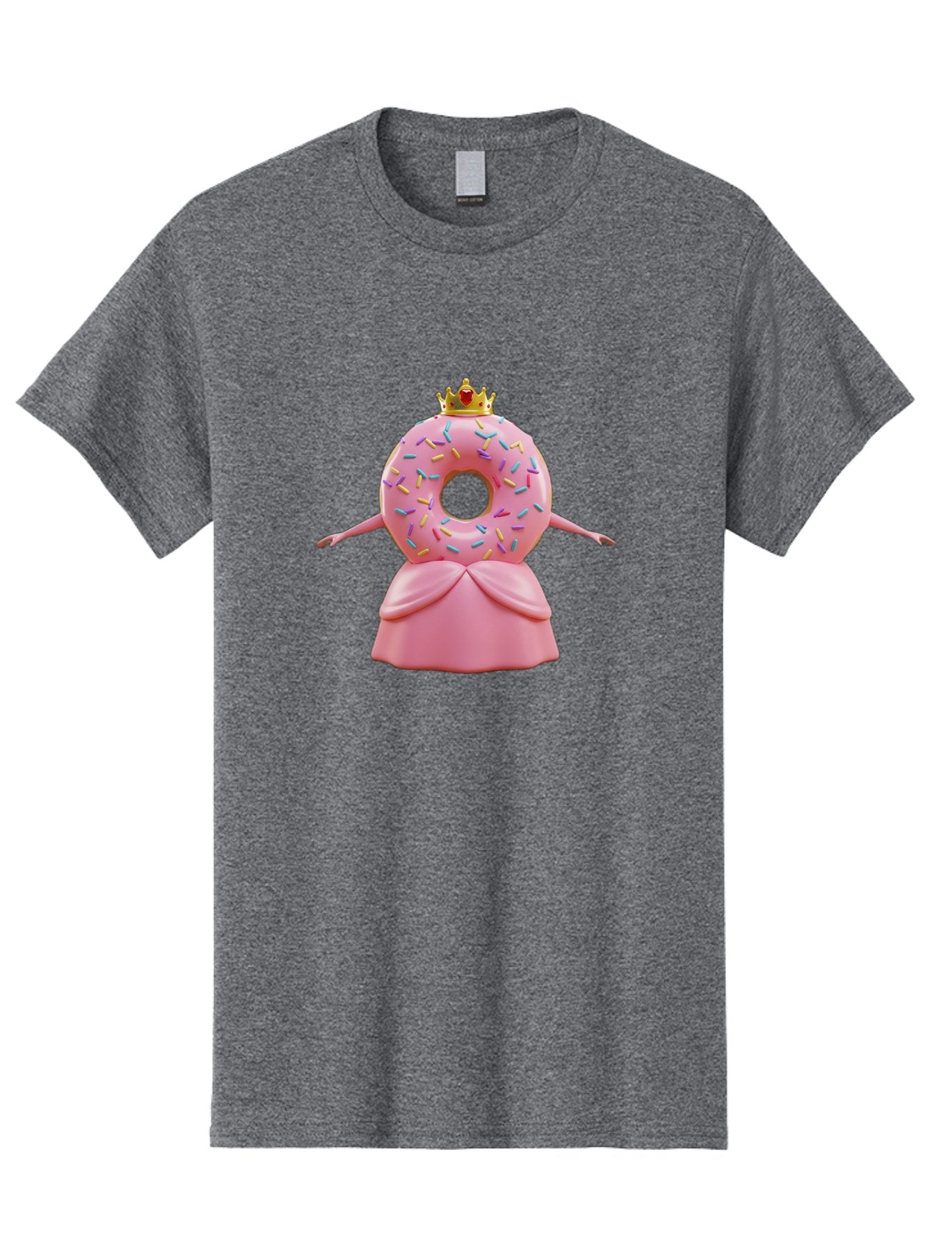 Donut-Princess Men'S Graphic Tee, 100% Cotton, Comfortable Casual Summer Wear, Machine Washable, Pink Donut With Sprinkles, Royal Crown, Princess Dress, Sweet Treat, Whimsical Character, Cartoon Style, Pastel Colors, Cute Illustration, Baa511 13