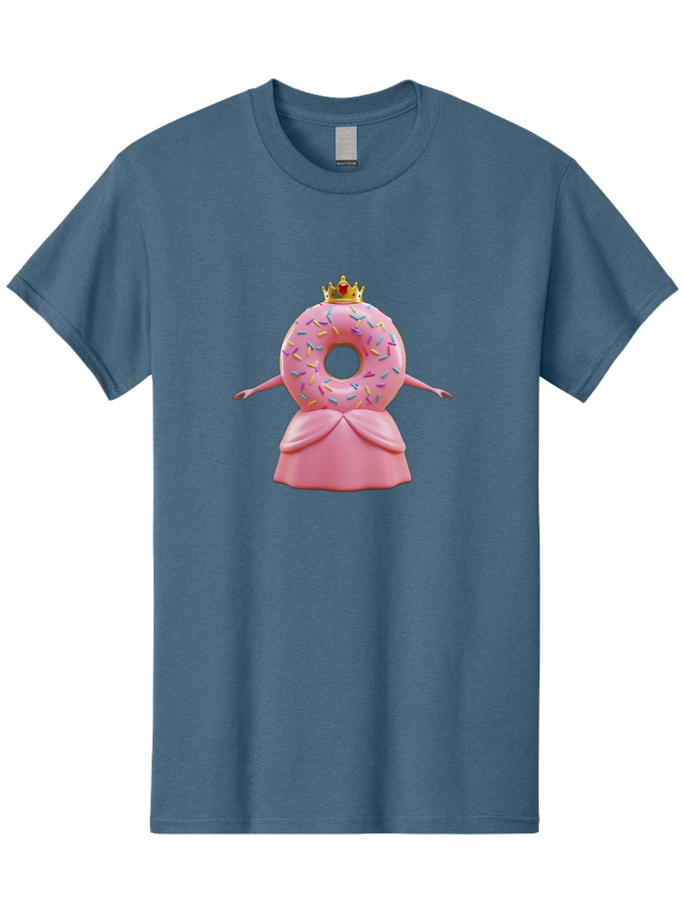 Donut-Princess Men'S Graphic Tee, 100% Cotton, Comfortable Casual Summer Wear, Machine Washable, Pink Donut With Sprinkles, Royal Crown, Princess Dress, Sweet Treat, Whimsical Character, Cartoon Style, Pastel Colors, Cute Illustration, Baa511 10