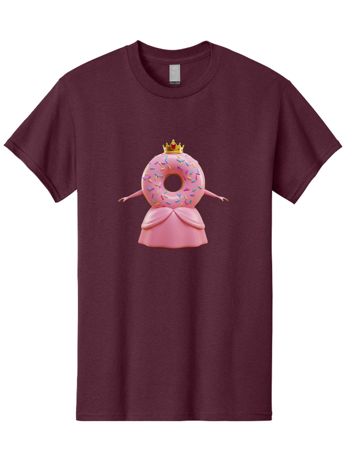 Donut-Princess Men'S Graphic Tee, 100% Cotton, Comfortable Casual Summer Wear, Machine Washable, Pink Donut With Sprinkles, Royal Crown, Princess Dress, Sweet Treat, Whimsical Character, Cartoon Style, Pastel Colors, Cute Illustration, Baa511 14