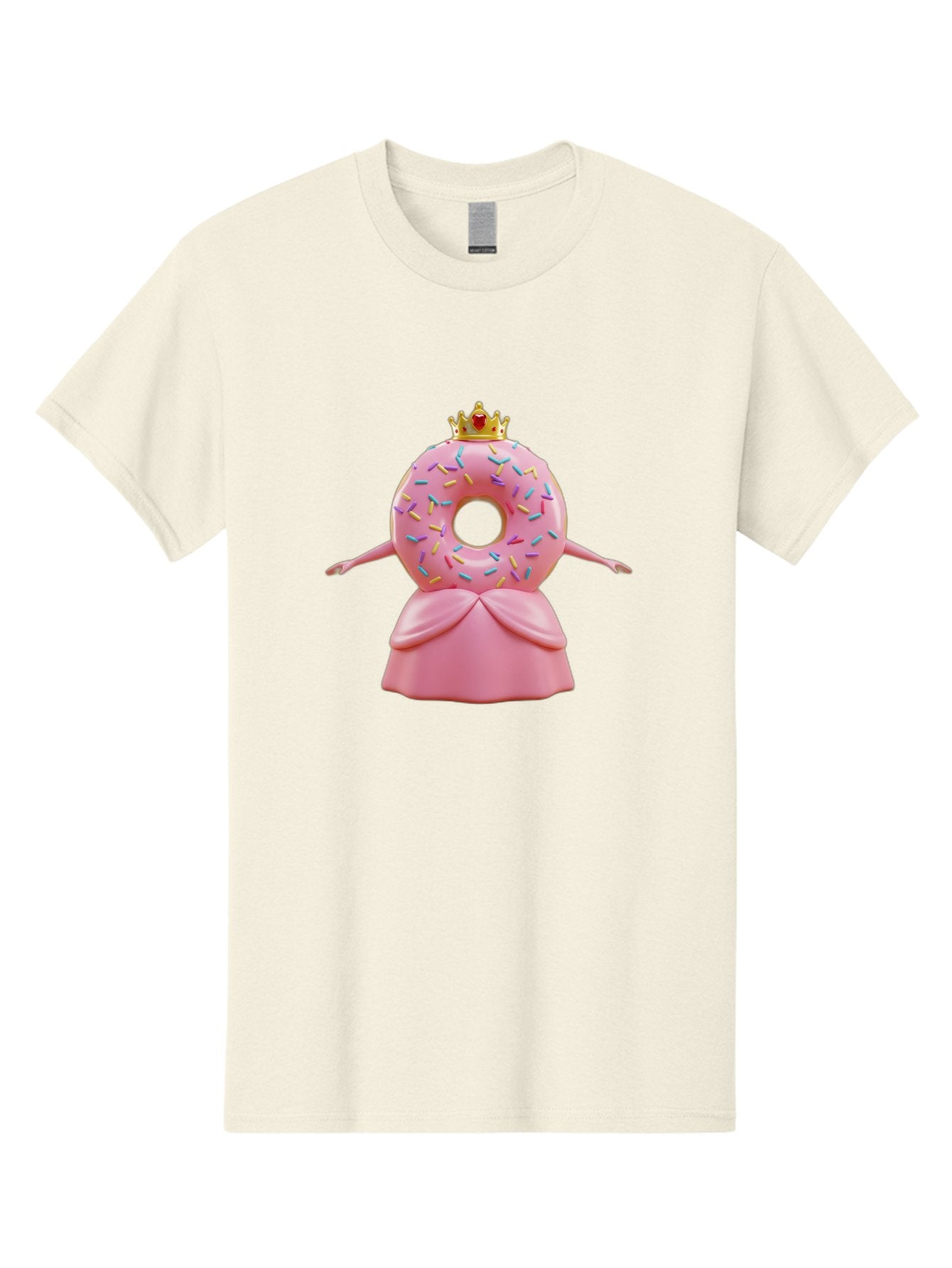 Donut-Princess Men'S Graphic Tee, 100% Cotton, Comfortable Casual Summer Wear, Machine Washable, Pink Donut With Sprinkles, Royal Crown, Princess Dress, Sweet Treat, Whimsical Character, Cartoon Style, Pastel Colors, Cute Illustration, Baa511 6