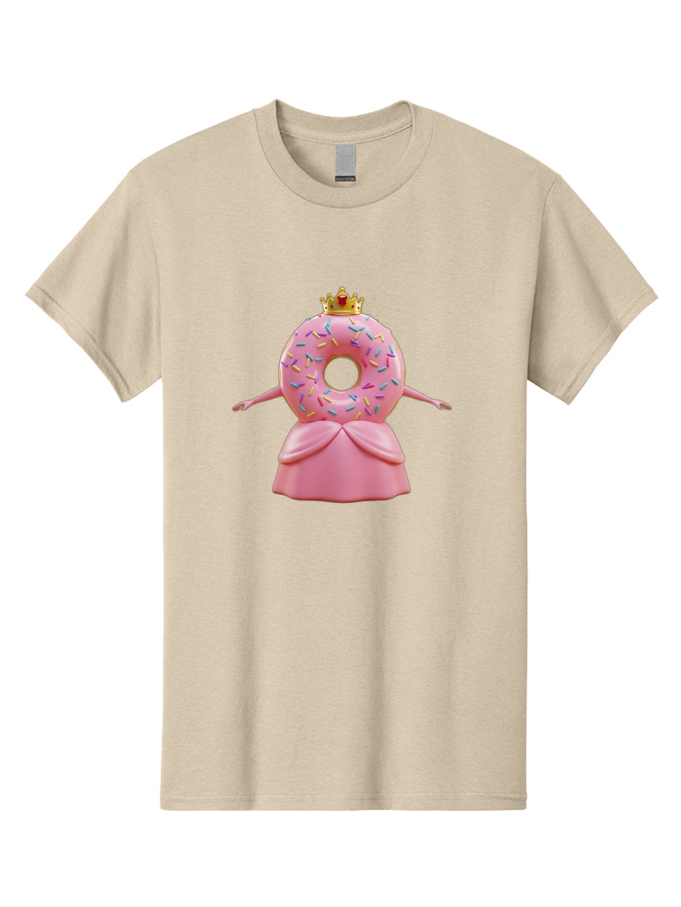 Donut-Princess Men'S Graphic Tee, 100% Cotton, Comfortable Casual Summer Wear, Machine Washable, Pink Donut With Sprinkles, Royal Crown, Princess Dress, Sweet Treat, Whimsical Character, Cartoon Style, Pastel Colors, Cute Illustration, Baa511 8