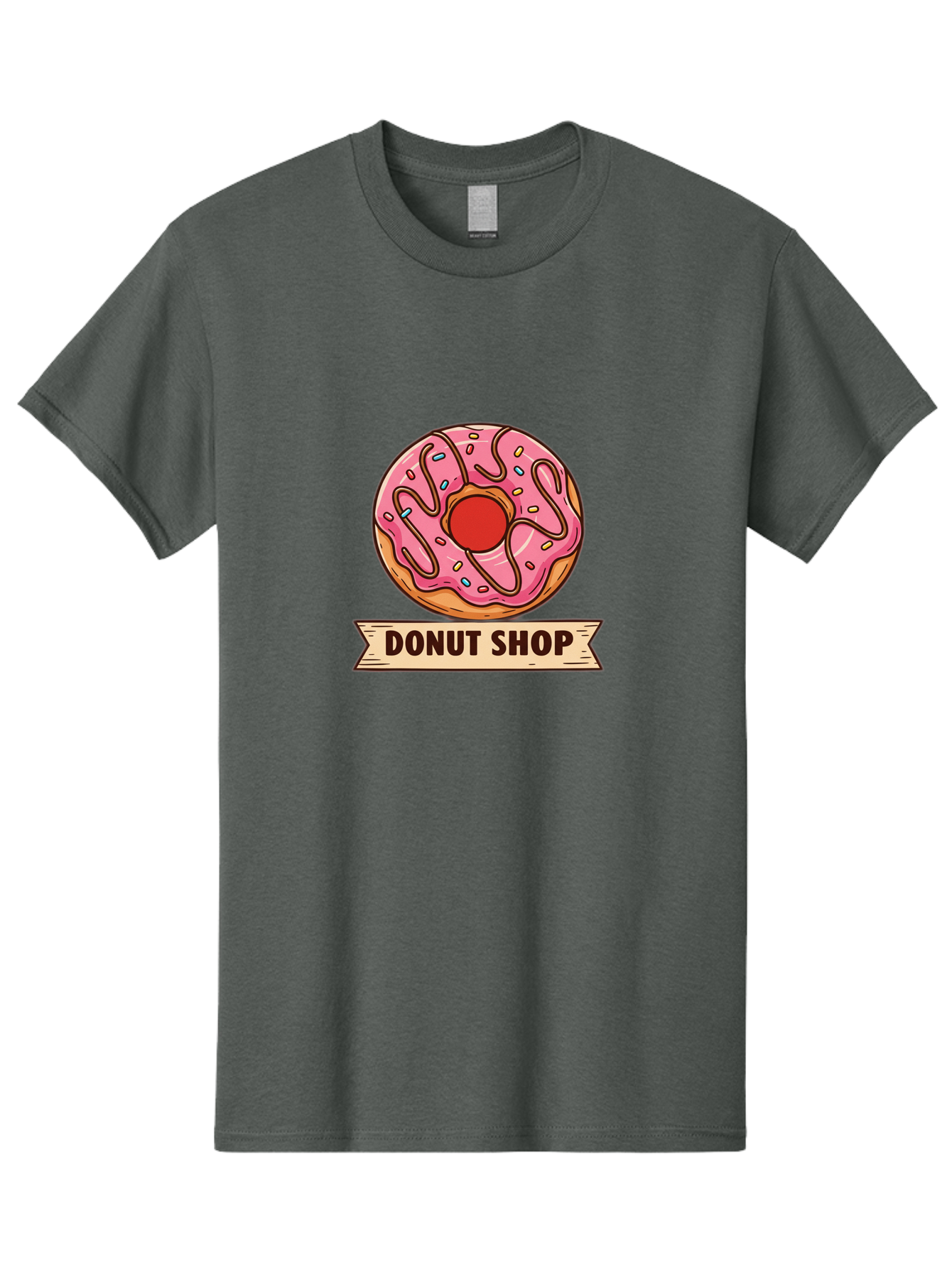 Donut-Shop-1 Men'S Graphic Tee, 100% Cotton, Comfortable Casual Summer Wear, Machine Washable, Pink Frosted Donut, Sprinkles, Sweet Treats, Donut Shop, Baked Goods, Tasty Pastries, Colorful Dessert, Indulgent Snack, Donut Lovers Baa512
