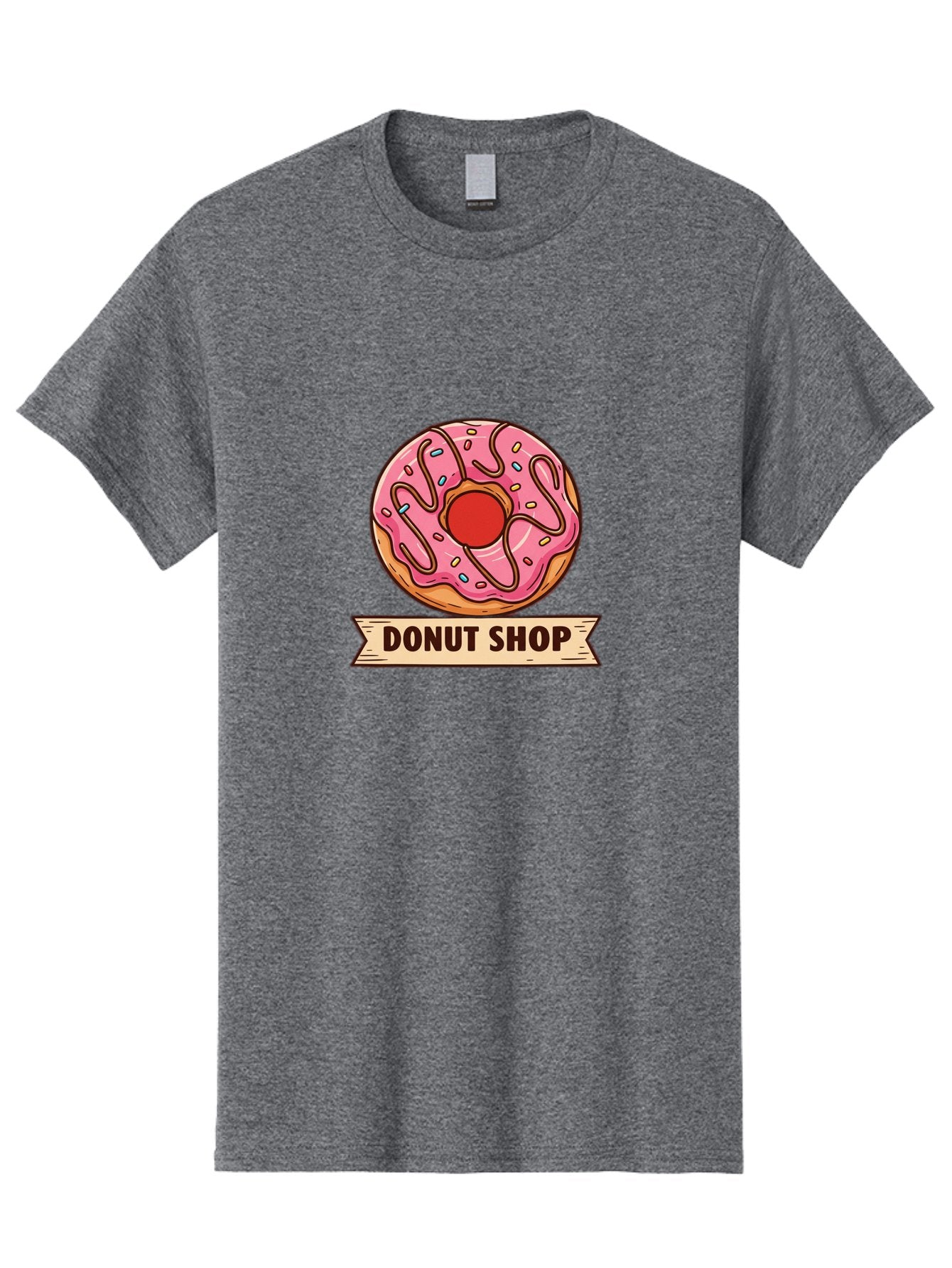 Donut-Shop-1 Men'S Graphic Tee, 100% Cotton, Comfortable Casual Summer Wear, Machine Washable, Pink Frosted Donut, Sprinkles, Sweet Treats, Donut Shop, Baked Goods, Tasty Pastries, Colorful Dessert, Indulgent Snack, Donut Lovers Baa512