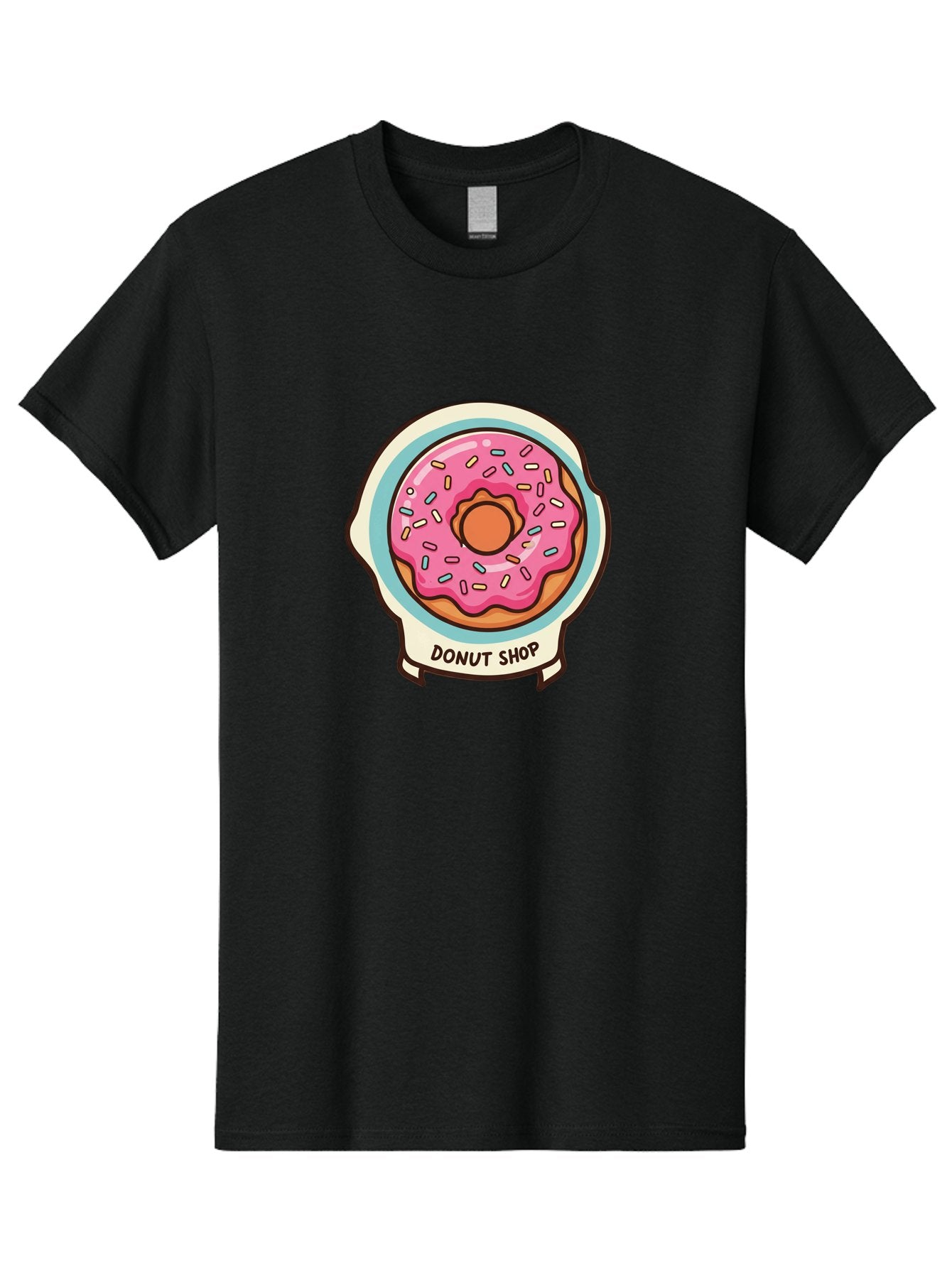 Donut-Shop Men'S Graphic Tee, 100% Cotton, Comfortable Casual Summer Wear, Machine Washable, Donut Shop, Pink Frosted Donut, Sprinkles, Sweet Treats, Baked Goods, Tasty Pastries, Donut Lover, Dessert Shop Baa513 15