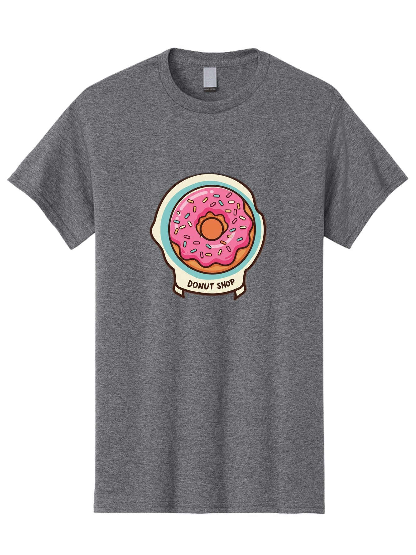 Donut-Shop Men'S Graphic Tee, 100% Cotton, Comfortable Casual Summer Wear, Machine Washable, Donut Shop, Pink Frosted Donut, Sprinkles, Sweet Treats, Baked Goods, Tasty Pastries, Donut Lover, Dessert Shop Baa513 9