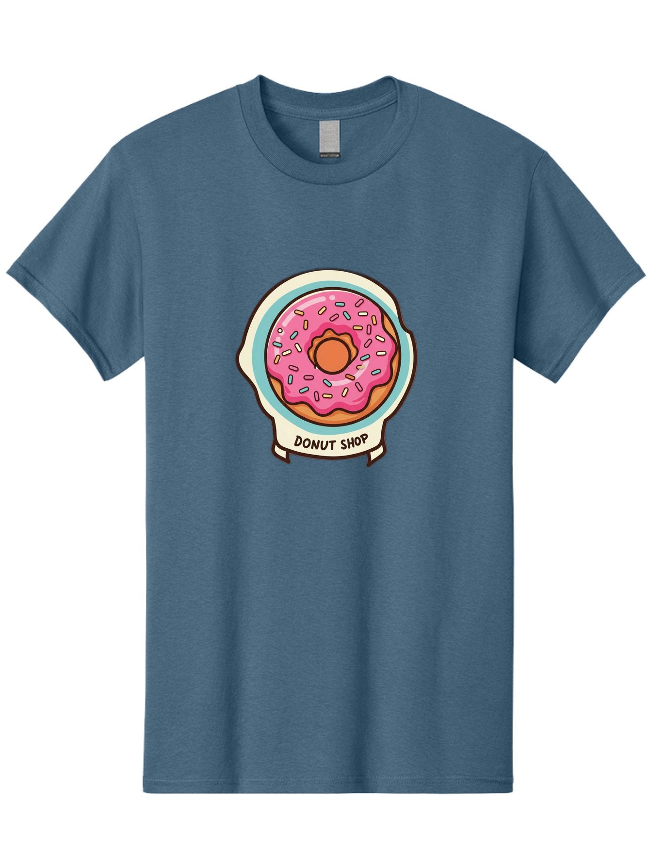 Donut-Shop Men'S Graphic Tee, 100% Cotton, Comfortable Casual Summer Wear, Machine Washable, Donut Shop, Pink Frosted Donut, Sprinkles, Sweet Treats, Baked Goods, Tasty Pastries, Donut Lover, Dessert Shop Baa513 10